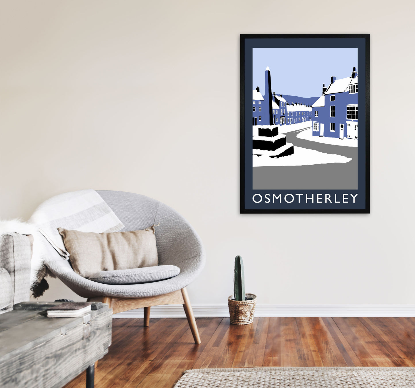 Osmotherley In Snow2 Portrait Travel Art Print by Richard O'Neill, Framed Wall Art A1 White Frame