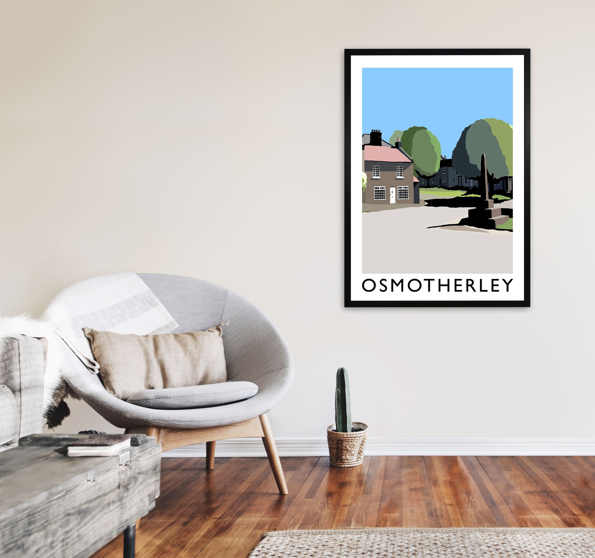 Osmotherley PortraitTravel Art Print by Richard O'Neill, Framed Wall Art A1 White Frame