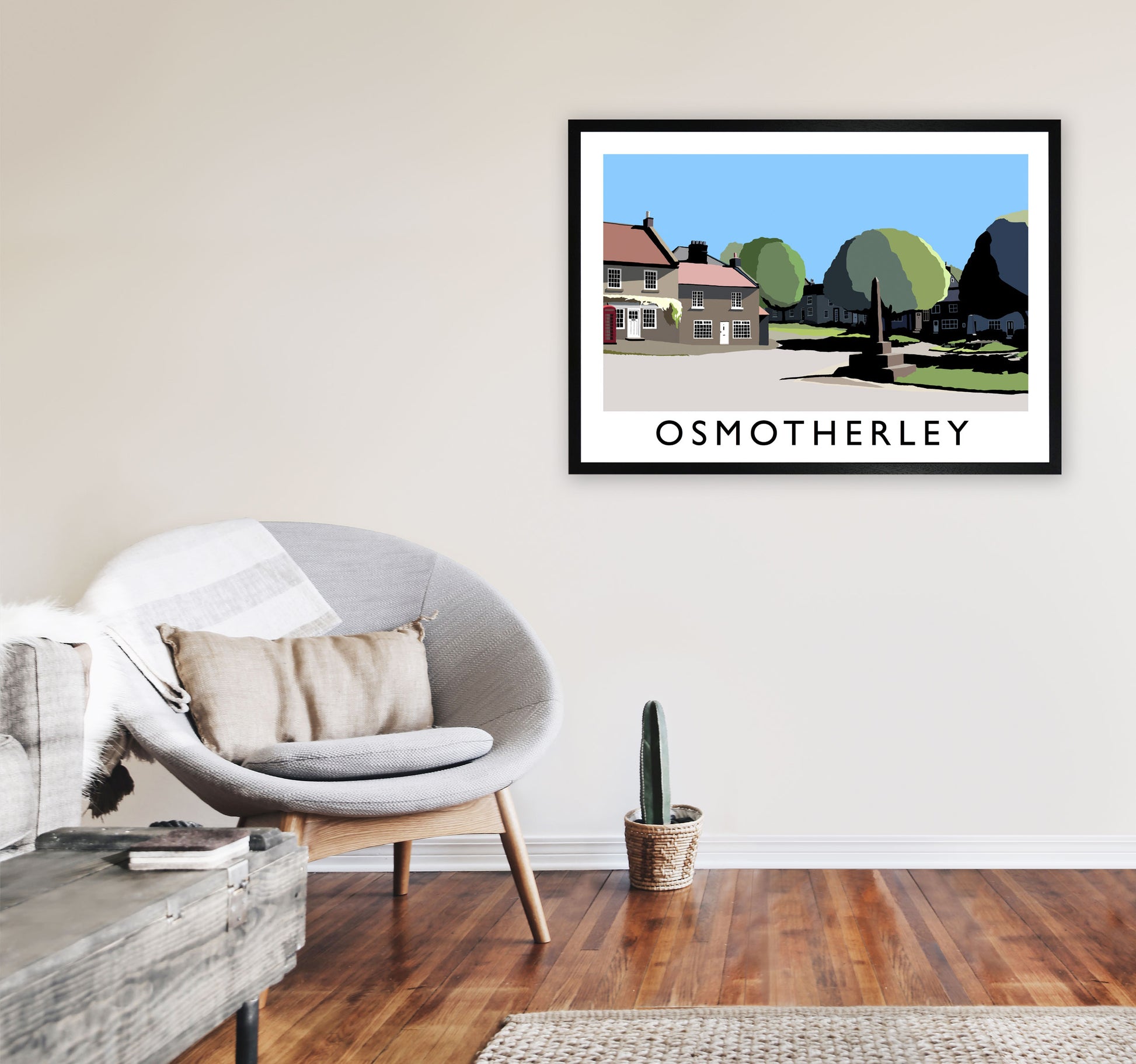 Osmotherley Travel Art Print by Richard O'Neill, Framed Wall Art A1 White Frame