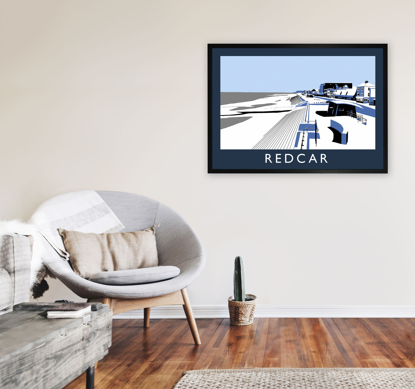 Redcar Framed Digital Art Print by Richard O'Neill, Framed Wall Art A1 White Frame