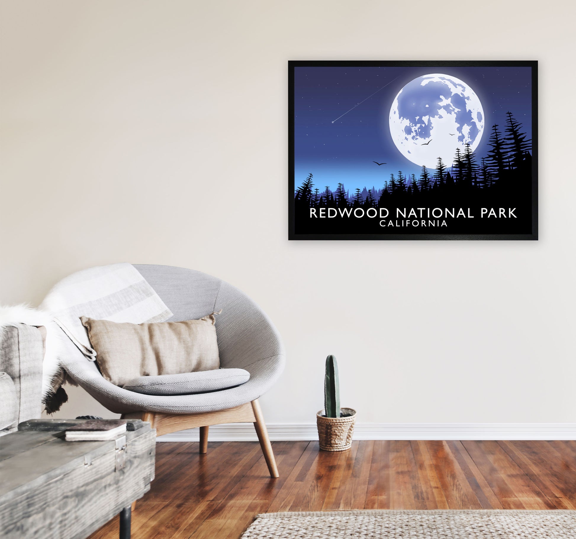 Redwood National Park California Travel Art Print by Richard O'Neill A1 White Frame