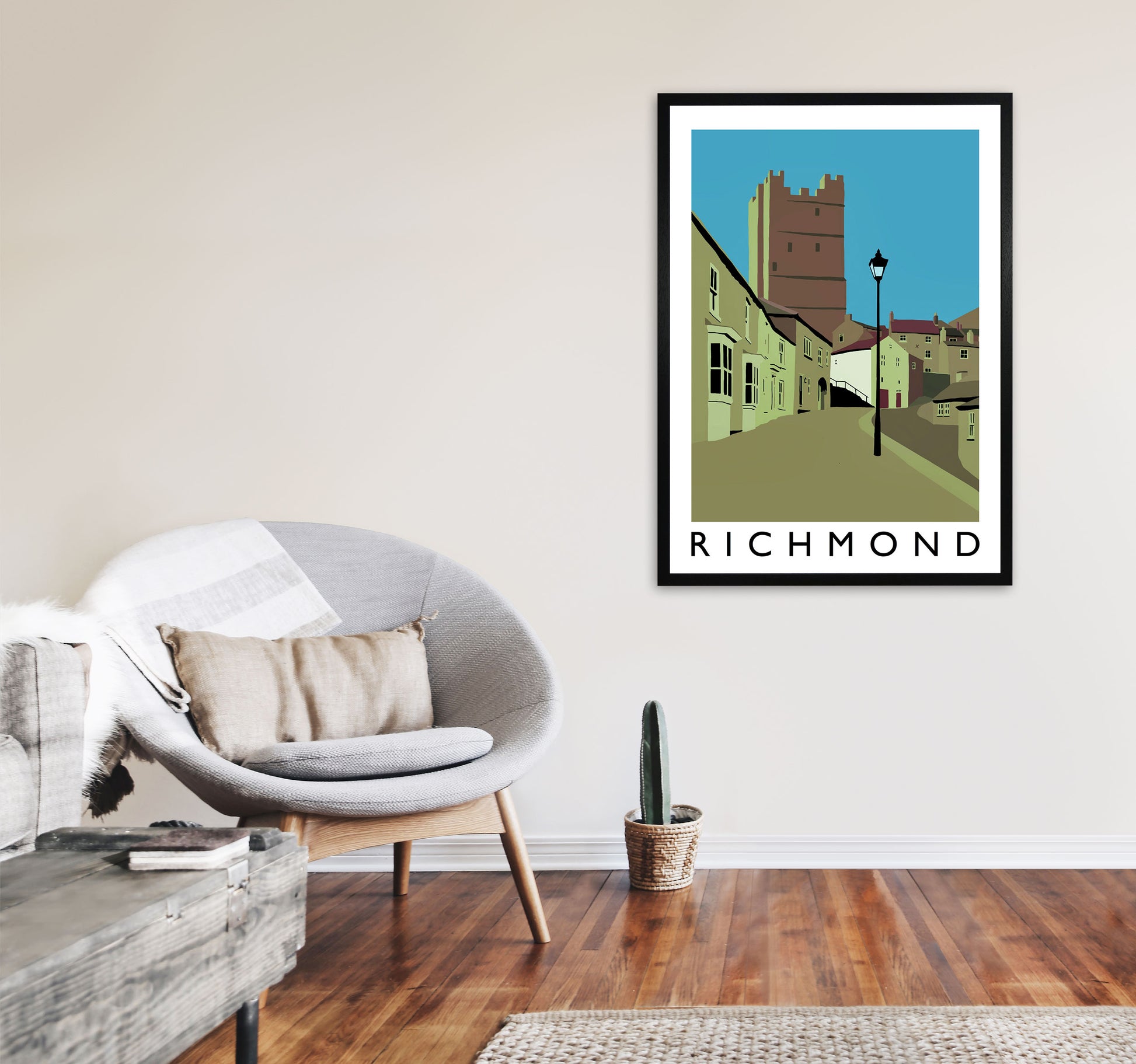 Richmond  PortyraitTravel Art Print by Richard O'Neill, Framed Wall Art A1 White Frame