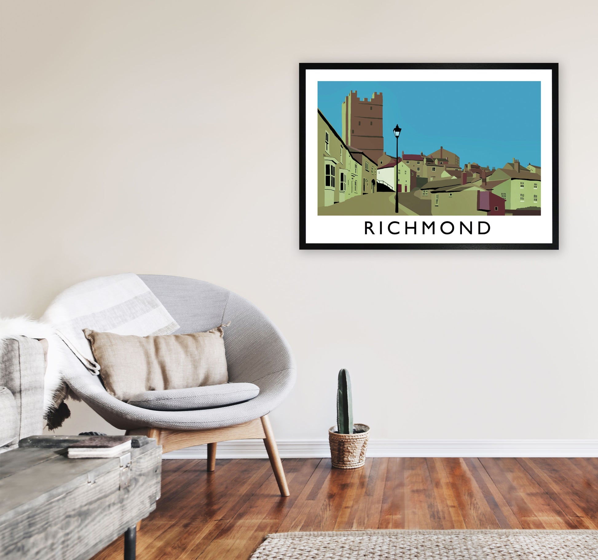 Richmond Travel Art Print by Richard O'Neill, Framed Wall Art A1 White Frame