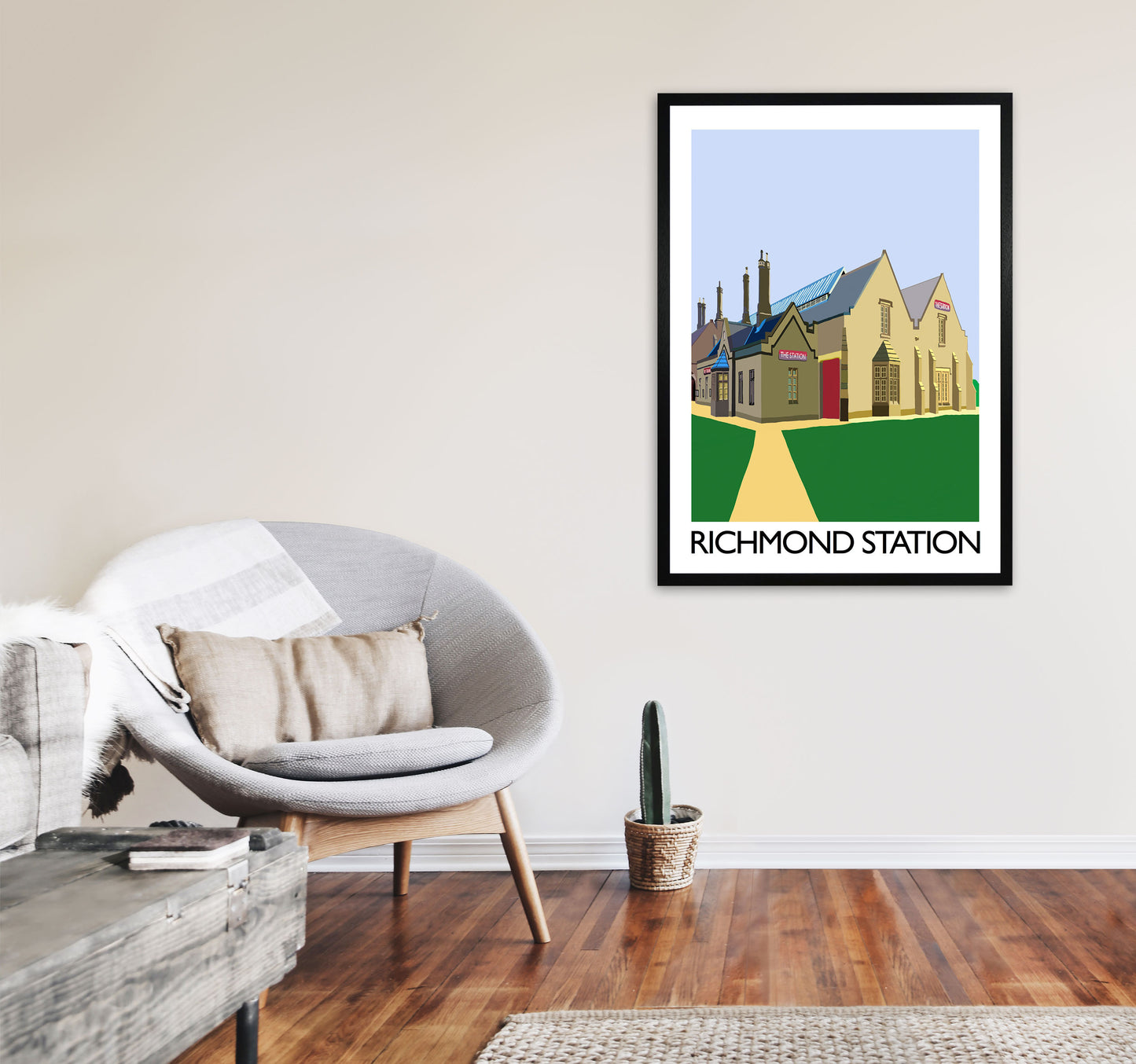 Richmond Station Digital Art Print by Richard O'Neill, Framed Wall Art A1 White Frame