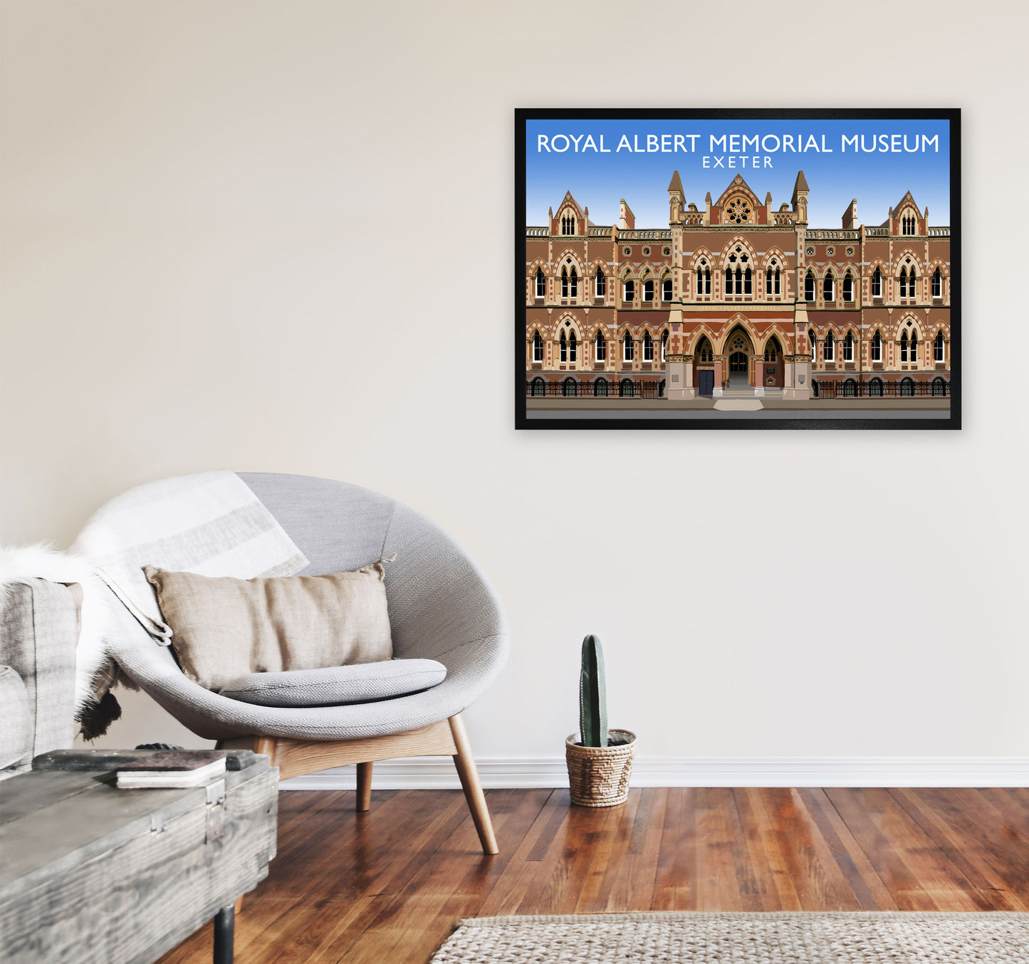 Royal Albert Memorial Museum Exeter Travel Art Print by Richard O'Neill A1 White Frame