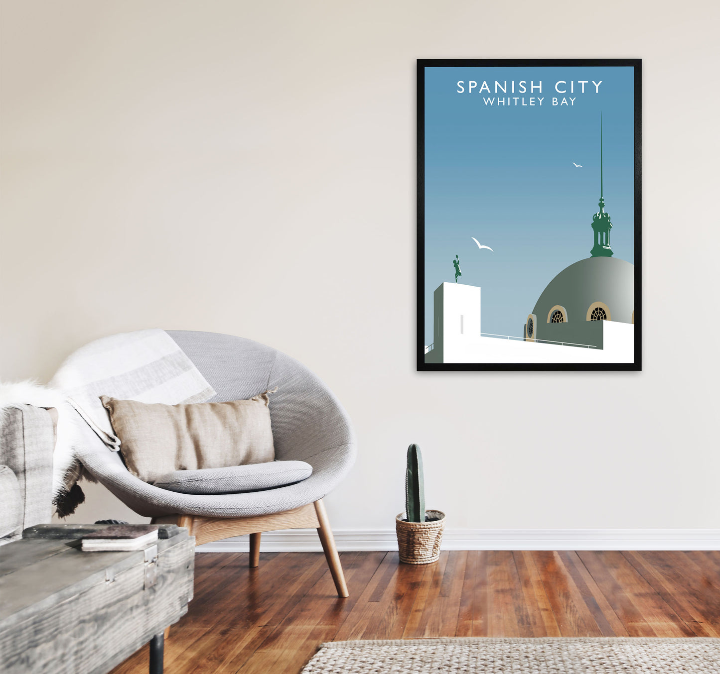 Spanish City Portrait by Richard O'Neill A1 White Frame