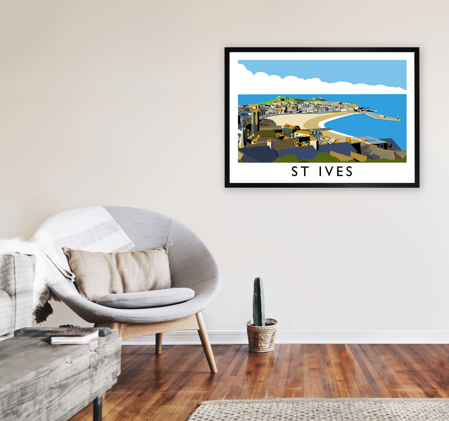 St Ives Art Print by Richard O'Neill, Framed Wall Art A1 White Frame