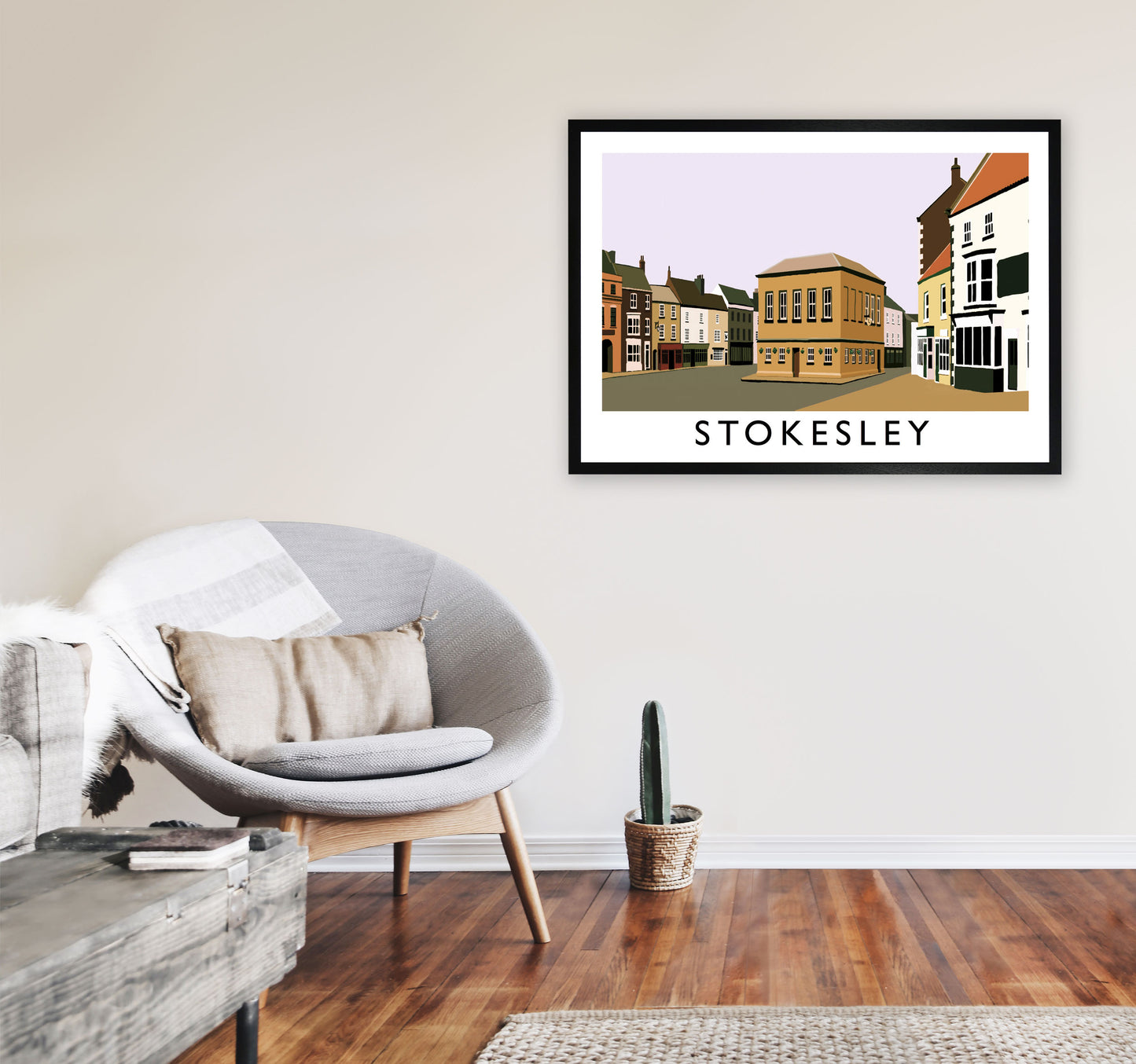 Stokesley Travel Art Print by Richard O'Neill, Framed Wall Art A1 White Frame