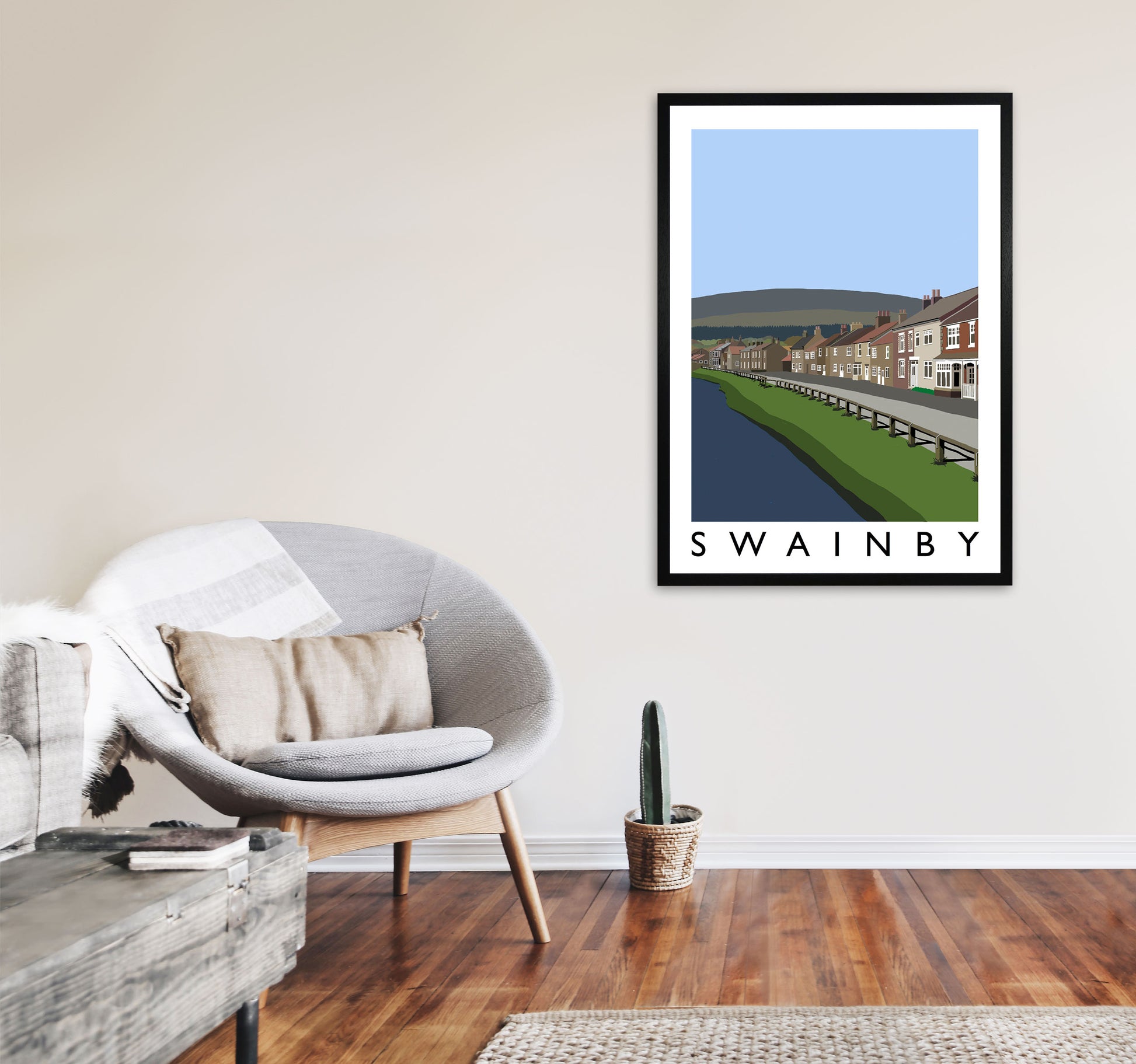 Swainby Digital Art Print by Richard O'Neill, Framed Wall Art A1 White Frame