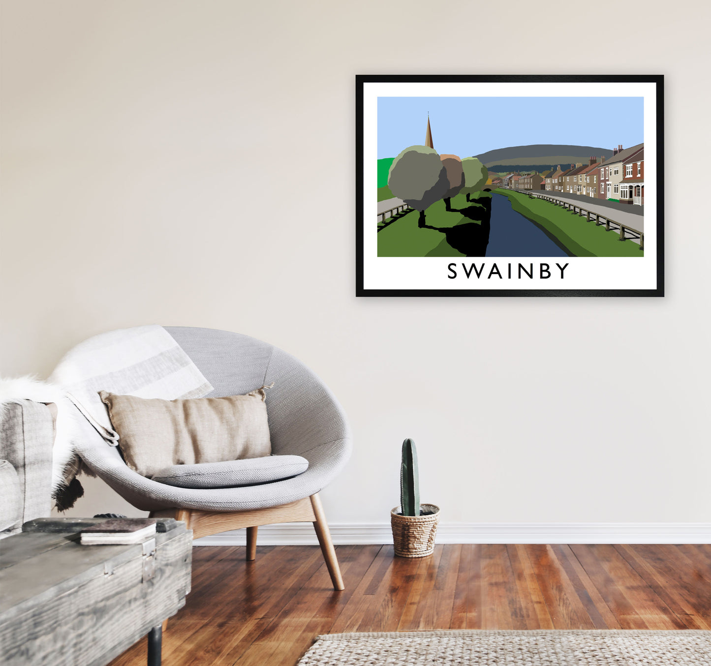 Swainby Travel Art Print by Richard O'Neill, Framed Wall Art A1 White Frame