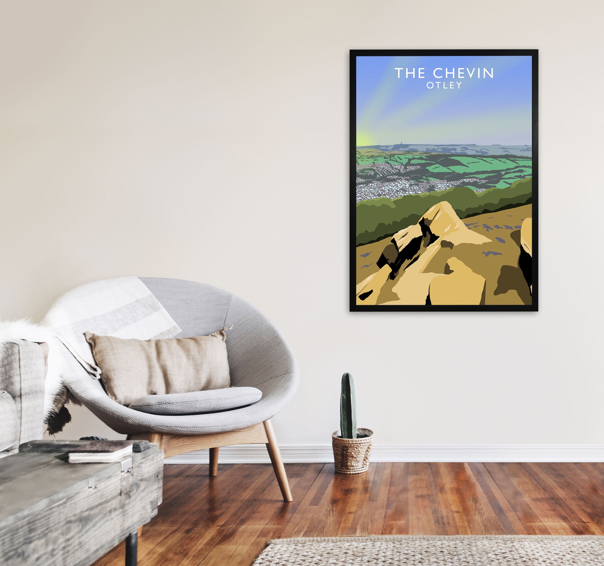 The Chevin Otley Art Print by Richard O'Neill, Framed Wall Art A1 White Frame