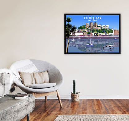 Torquay Devon Art Print by Richard O'Neill, Framed Wall Art A1 White Frame