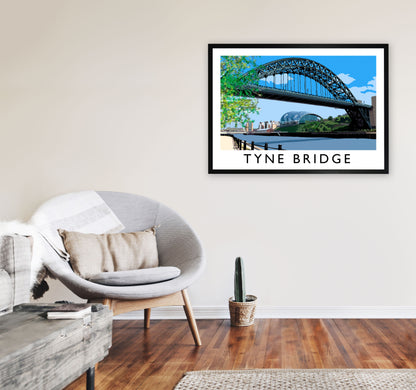 Tyne Bridge Travel Art Print by Richard O'Neill, Framed Wall Art A1 White Frame