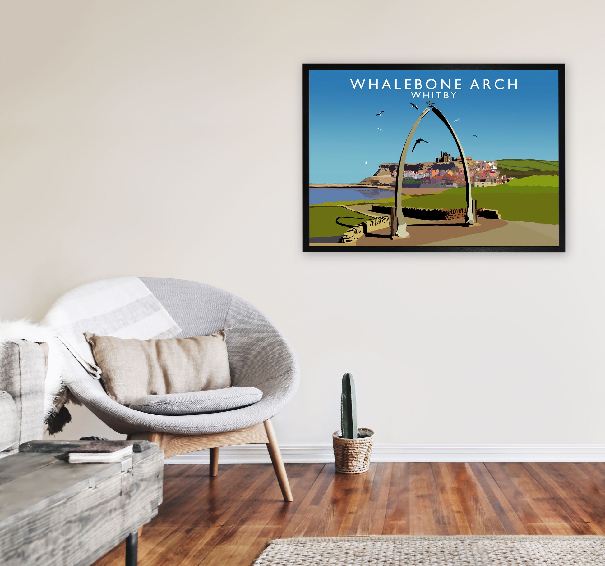 Whalebone Arch Whitby Art Print by Richard O'Neill, Framed Wall Art A1 White Frame