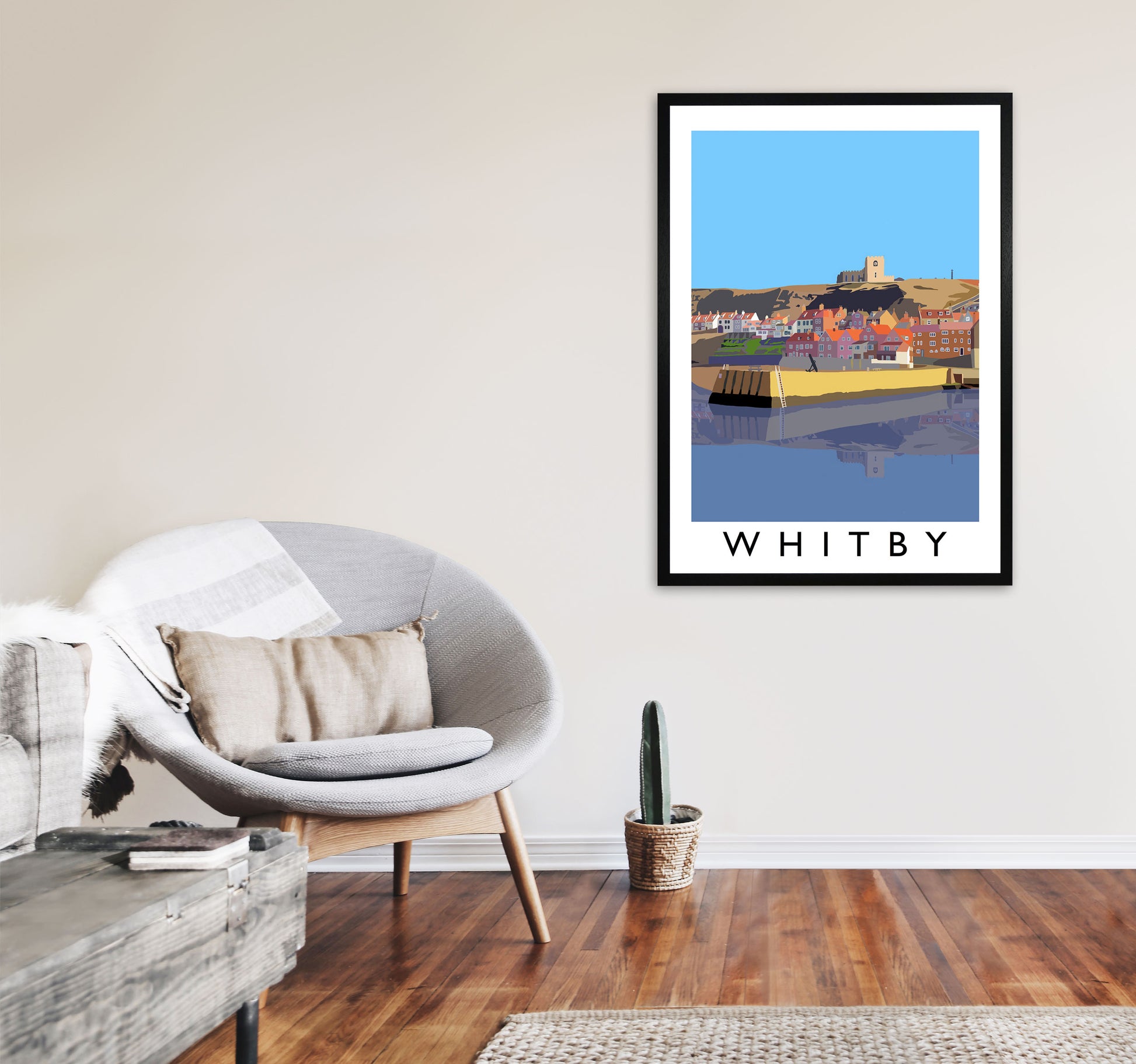 Whitby Art Print by Richard O'Neill, Framed Wall Art A1 White Frame