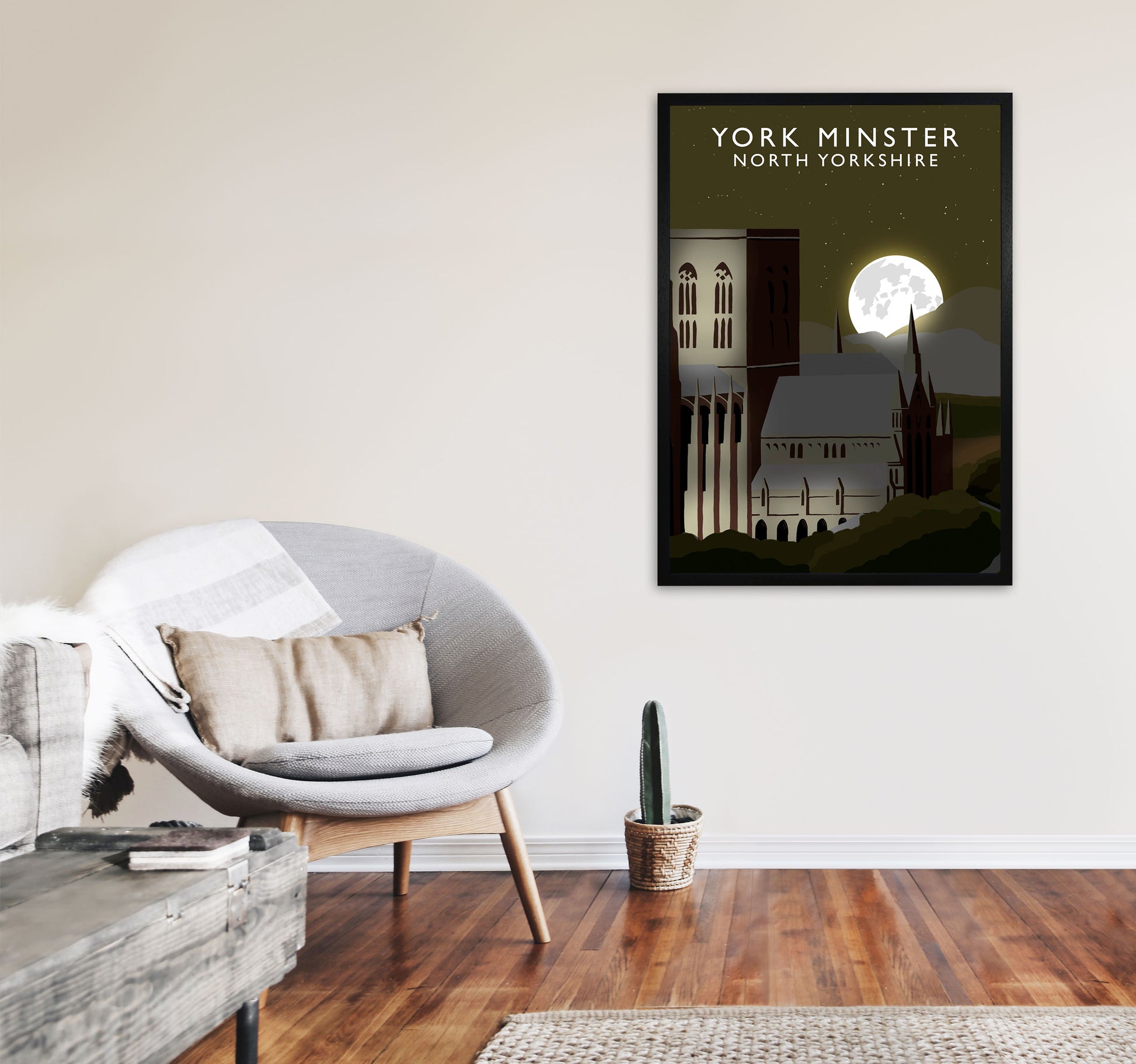 York Minster Travel Art Print by Richard O'Neill, Framed Wall Art A1 White Frame