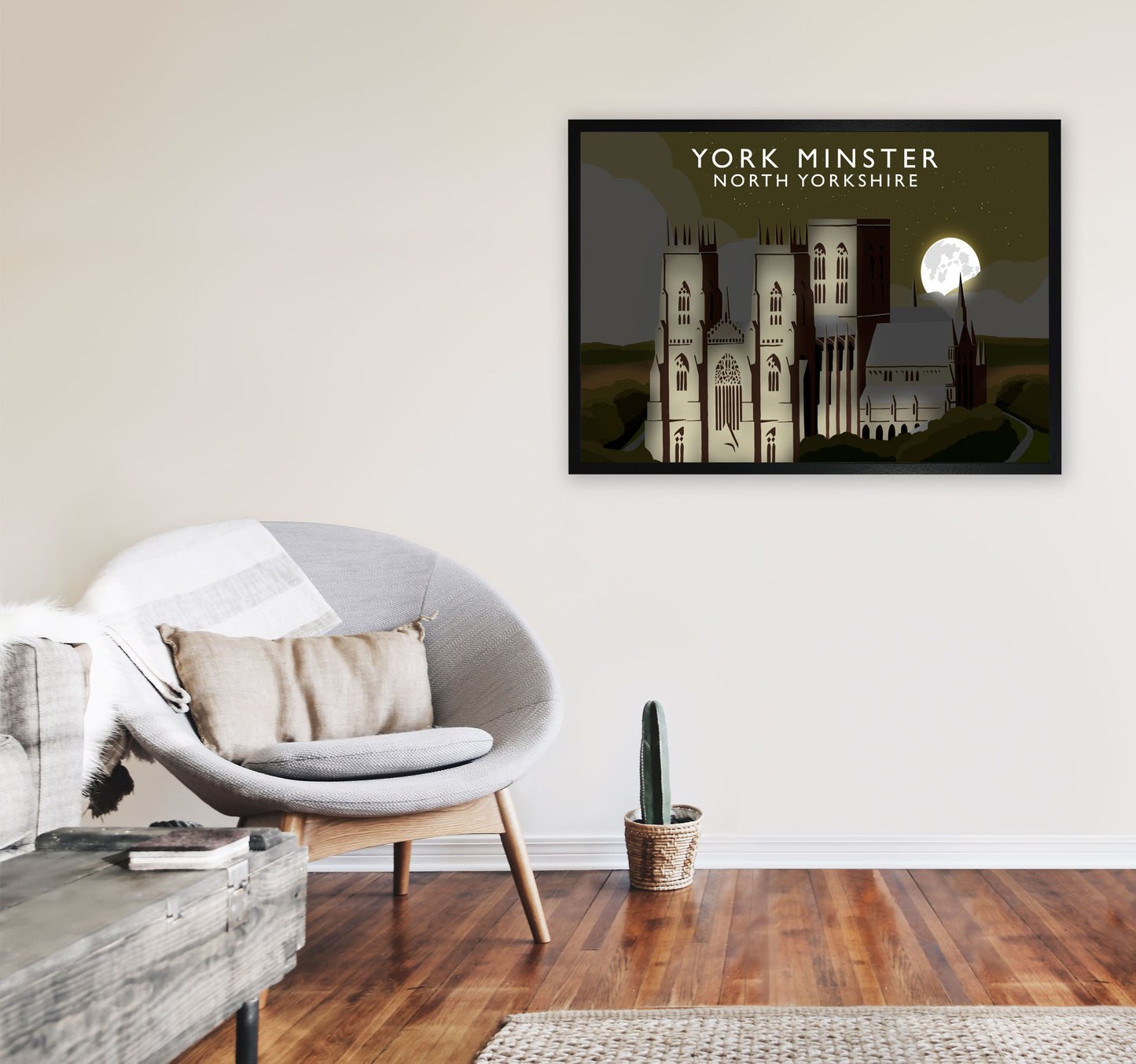 York Minster2 Night Digital Art Print by Richard O'Neill A1 White Frame