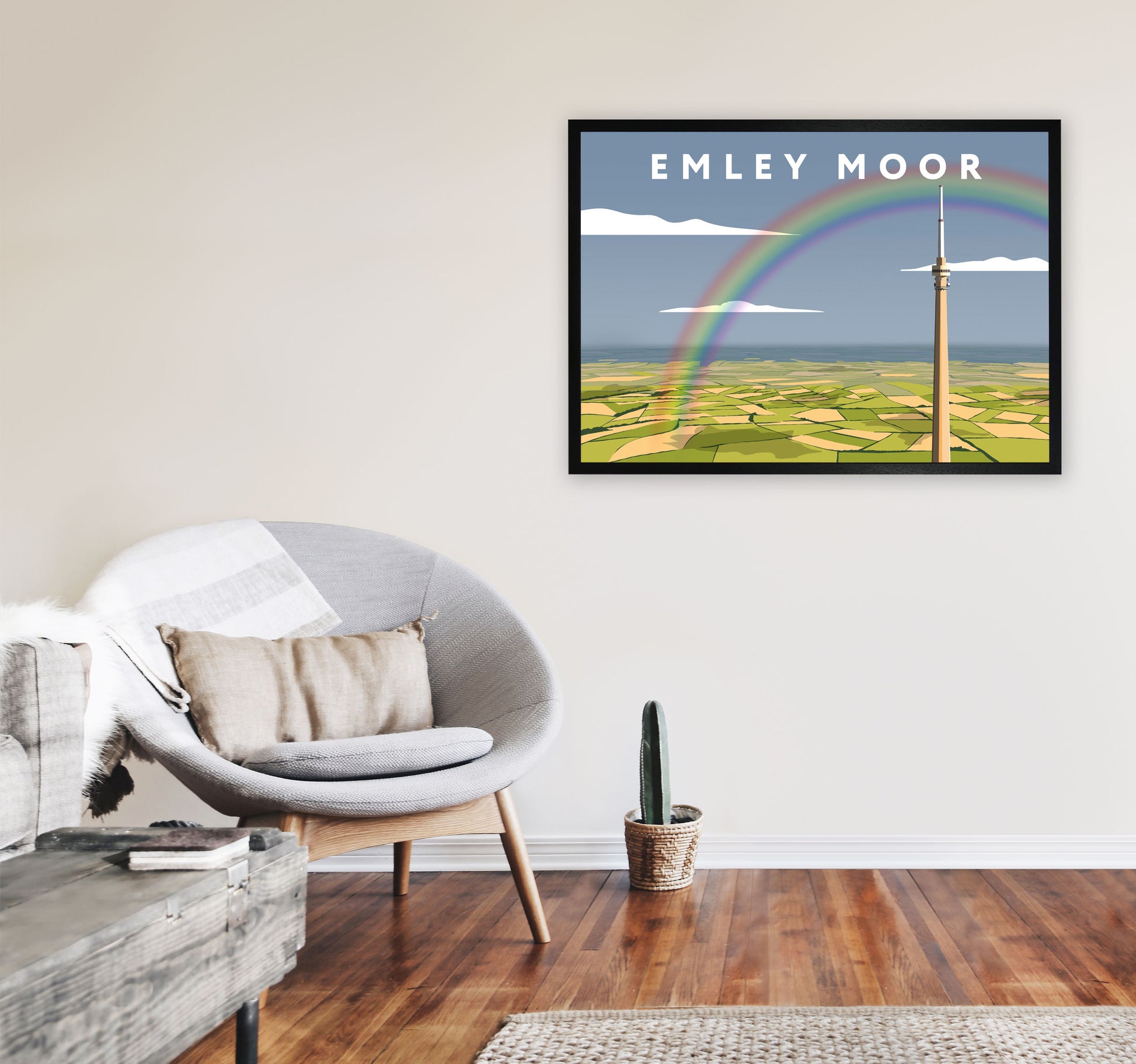 Emley Moor Framed Digital Art Print by Richard O'Neill A1 White Frame