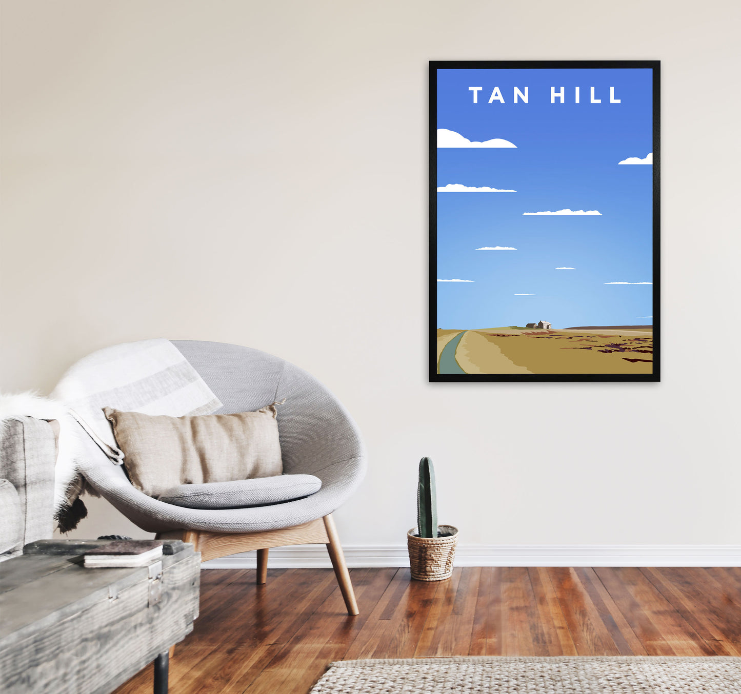 Tan Hill Travel Portrait Art Print by Richard O'Neill, Framed Wall Art A1 White Frame