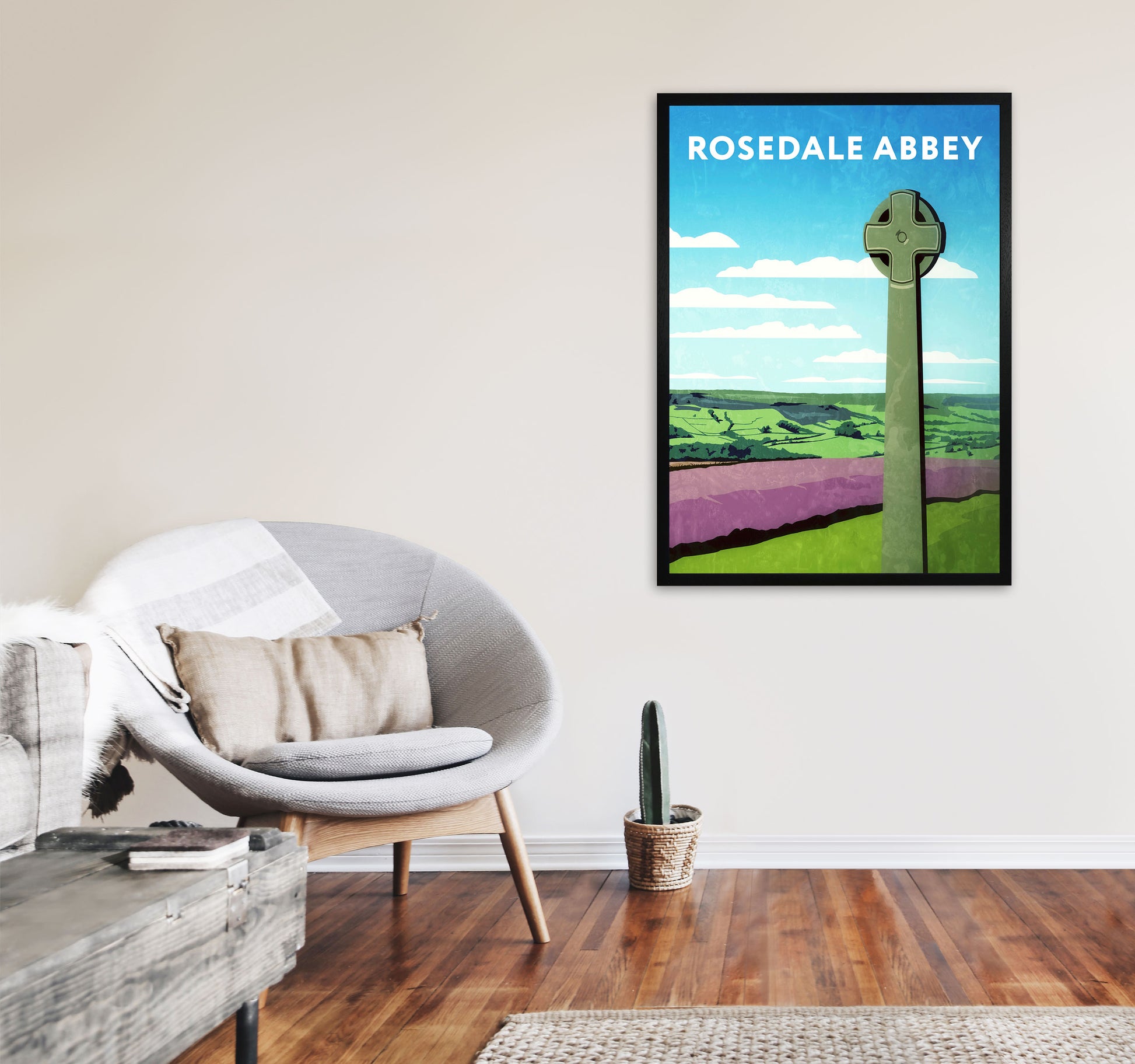 Rosedale Abbey Portrait by Richard O'Neill A1 White Frame