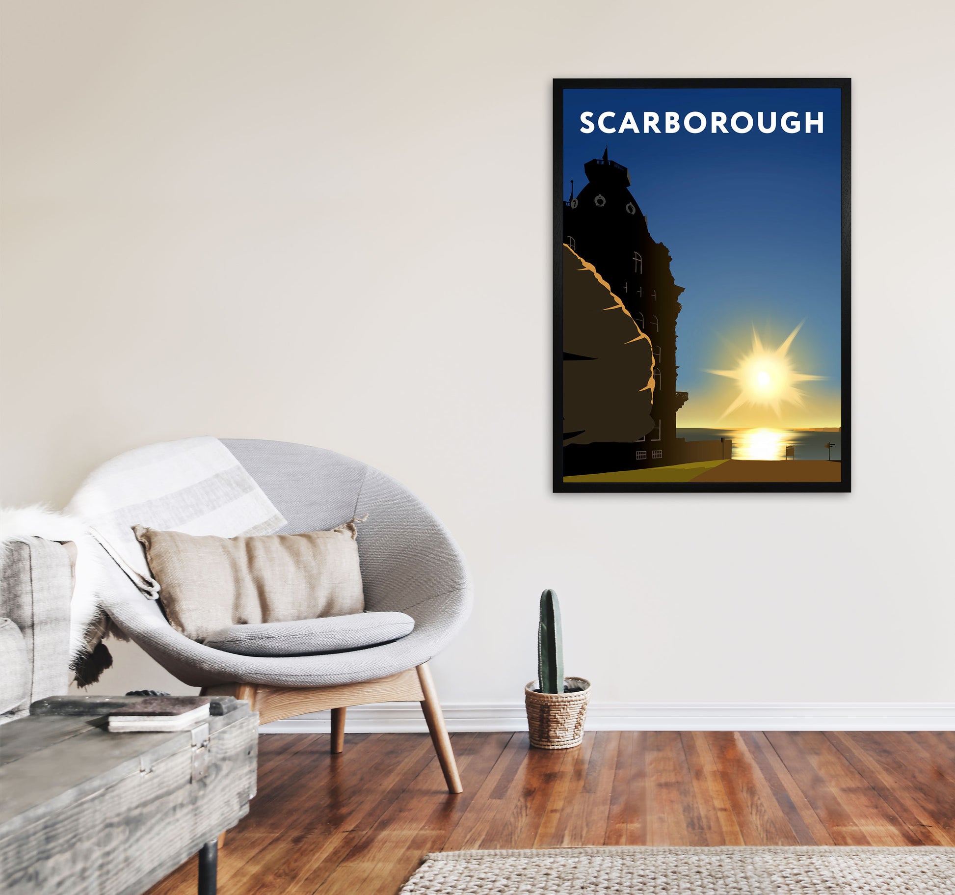 Scarborough Sunrise Portrait by Richard O'Neill A1 White Frame