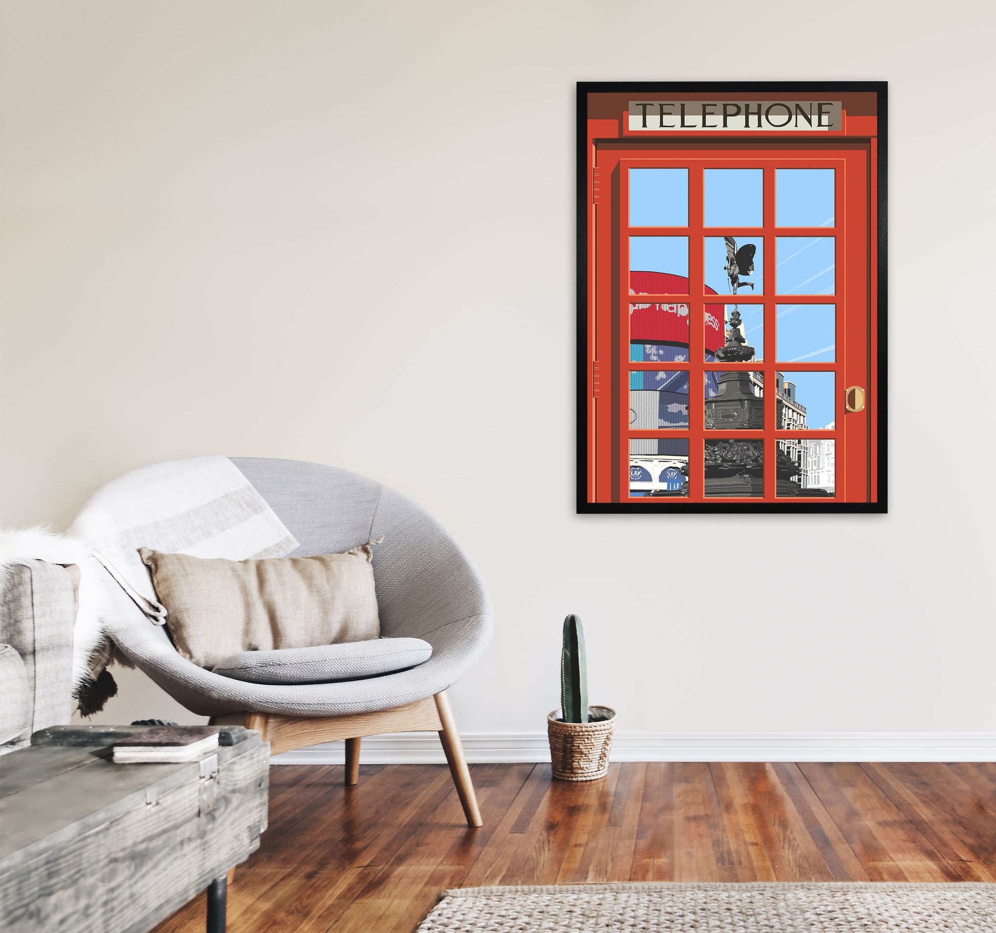 London Telephone Box 17 by Richard O'Neill A1 White Frame