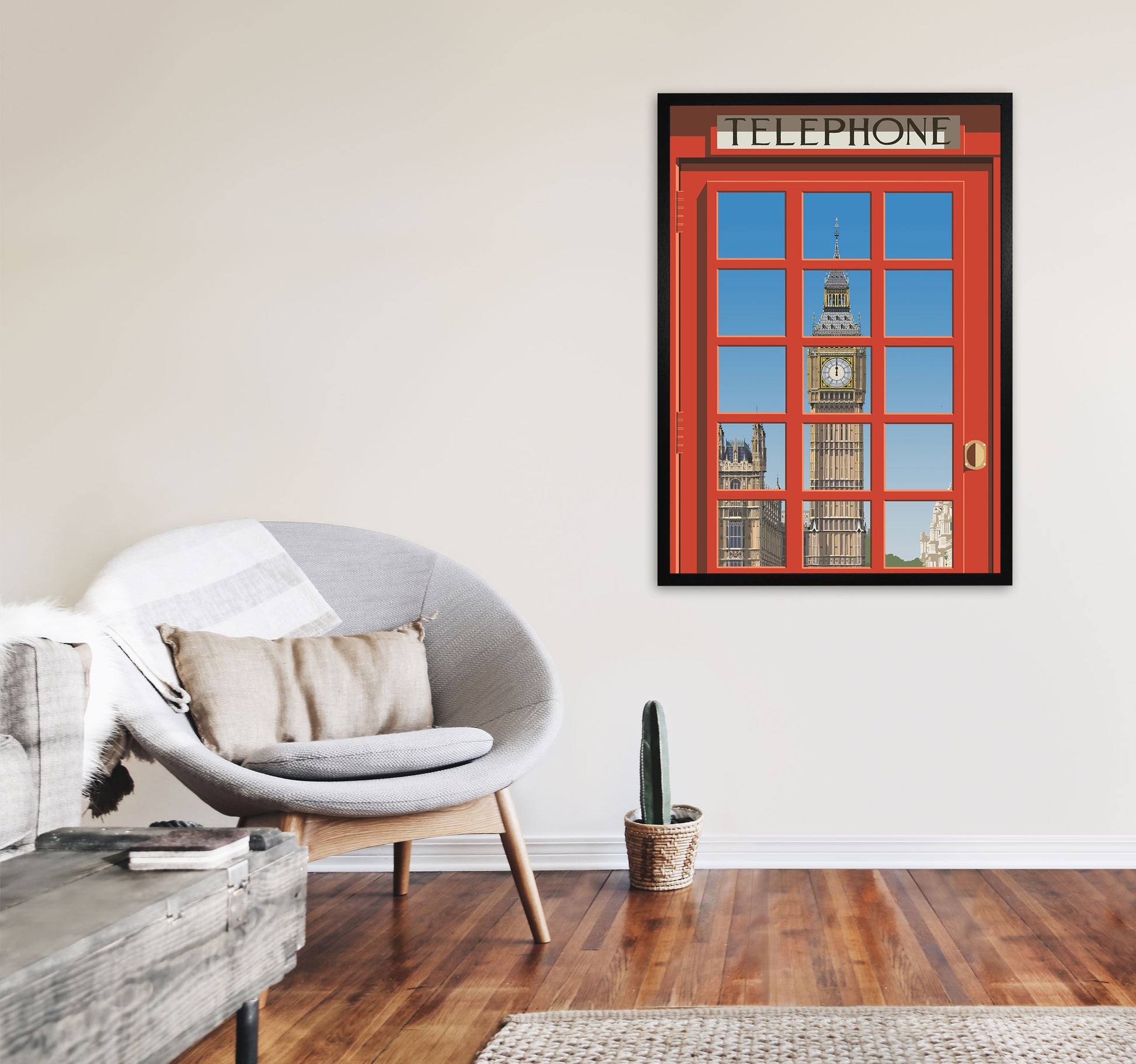 London Telephone Box 2 by Richard O'Neill A1 White Frame