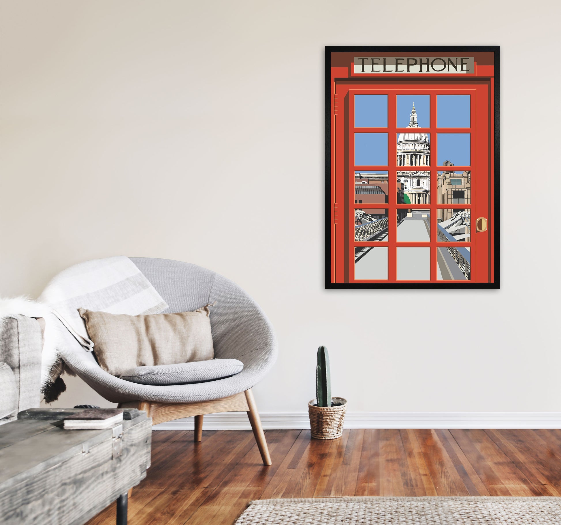 London Telephone Box 3 by Richard O'Neill A1 White Frame