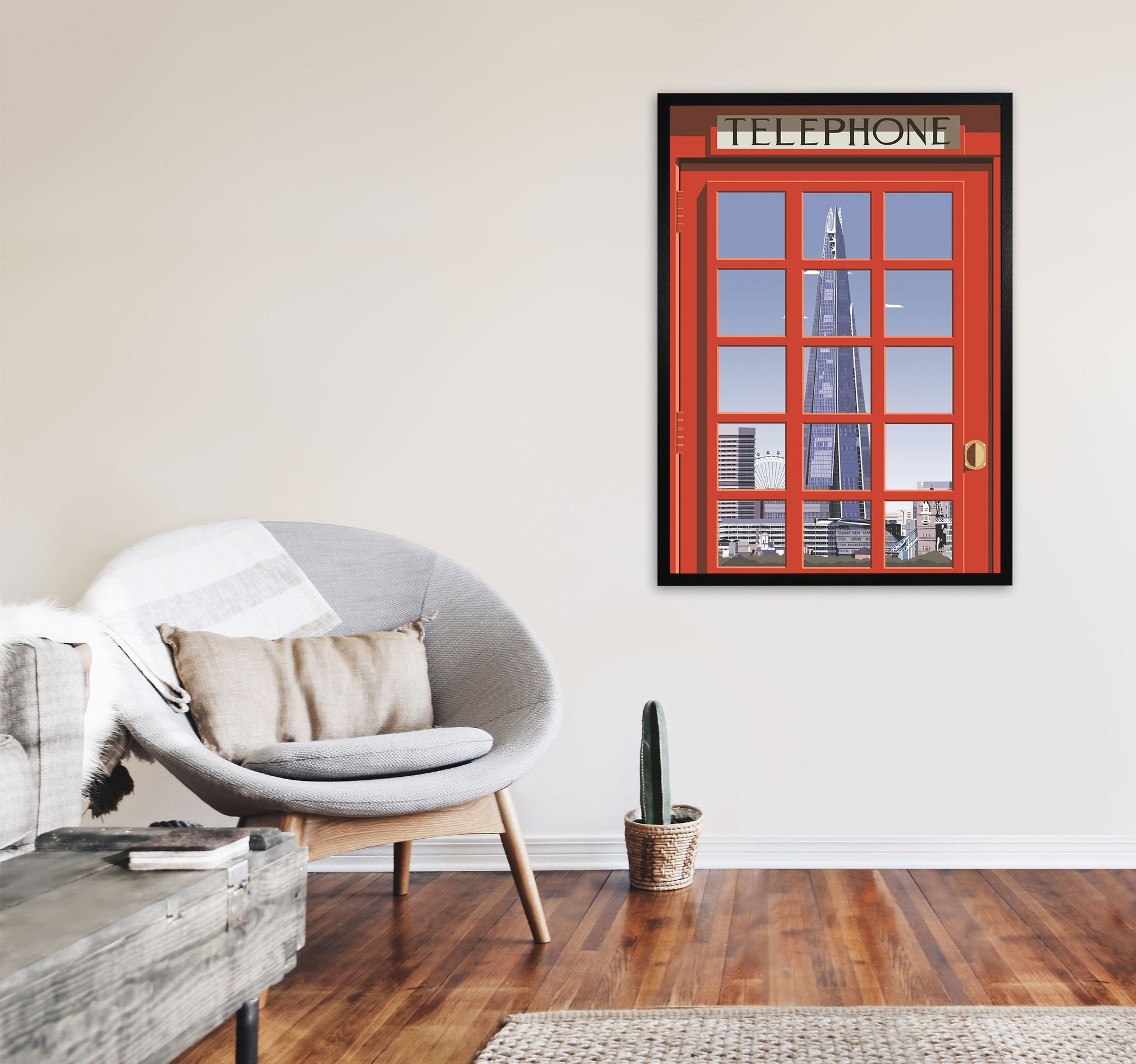 London Telephone Box 4 by Richard O'Neill A1 White Frame