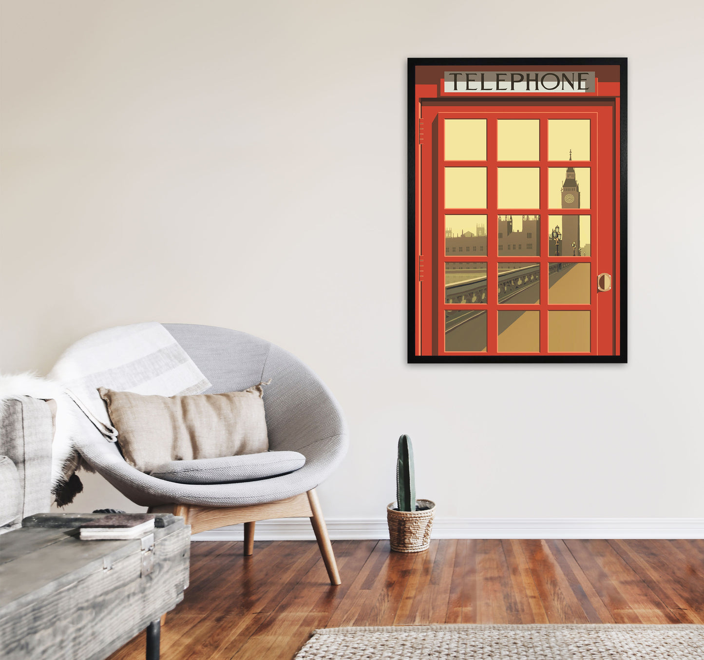 London Telephone Box 5 by Richard O'Neill A1 White Frame