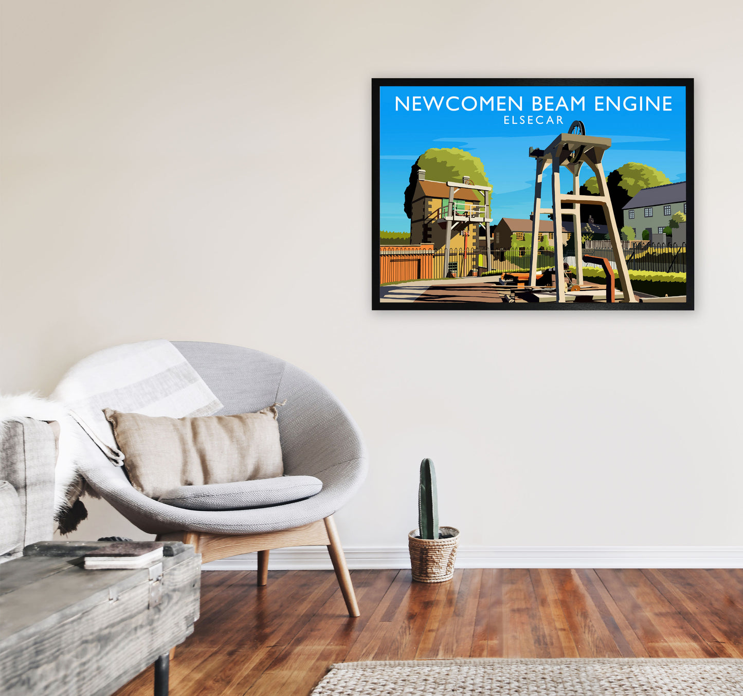 Newcomen Beam Engine by Richard O'Neill A1 White Frame