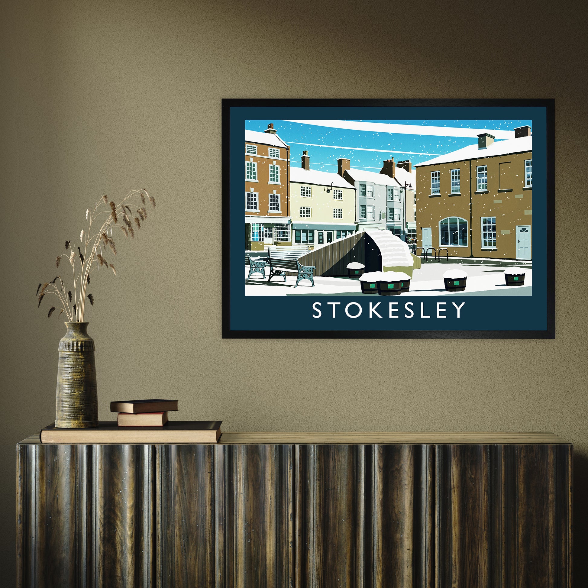 Stokesley (Snow) by Richard O'Neill A1 Black Frame