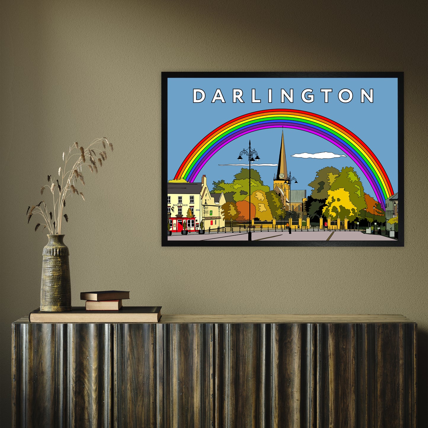 Darlington (St Cuthbert's Church) by Richard O'Neill A1 Black Frame