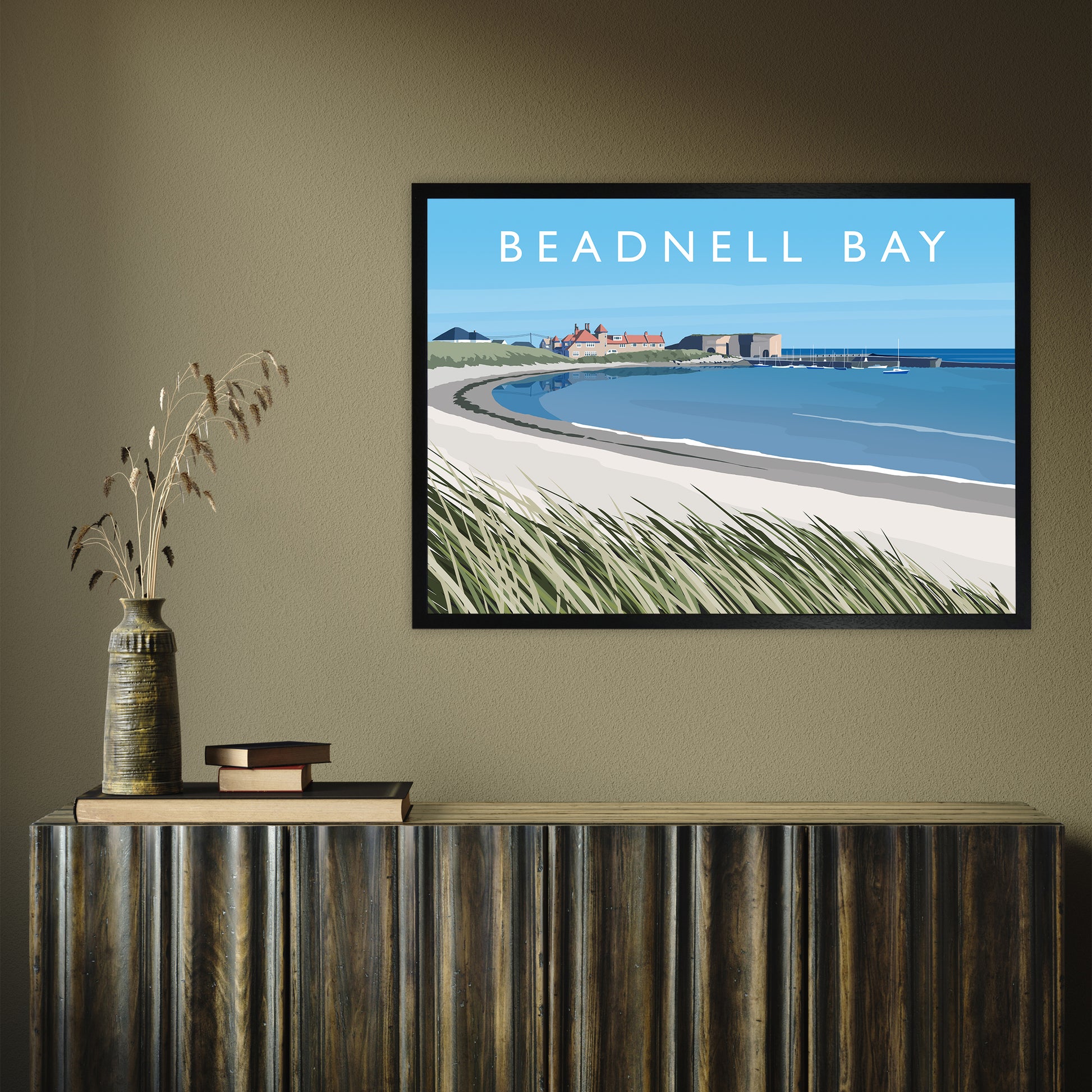 Beadnell Bay by Richard O'Neill A1 Black Frame