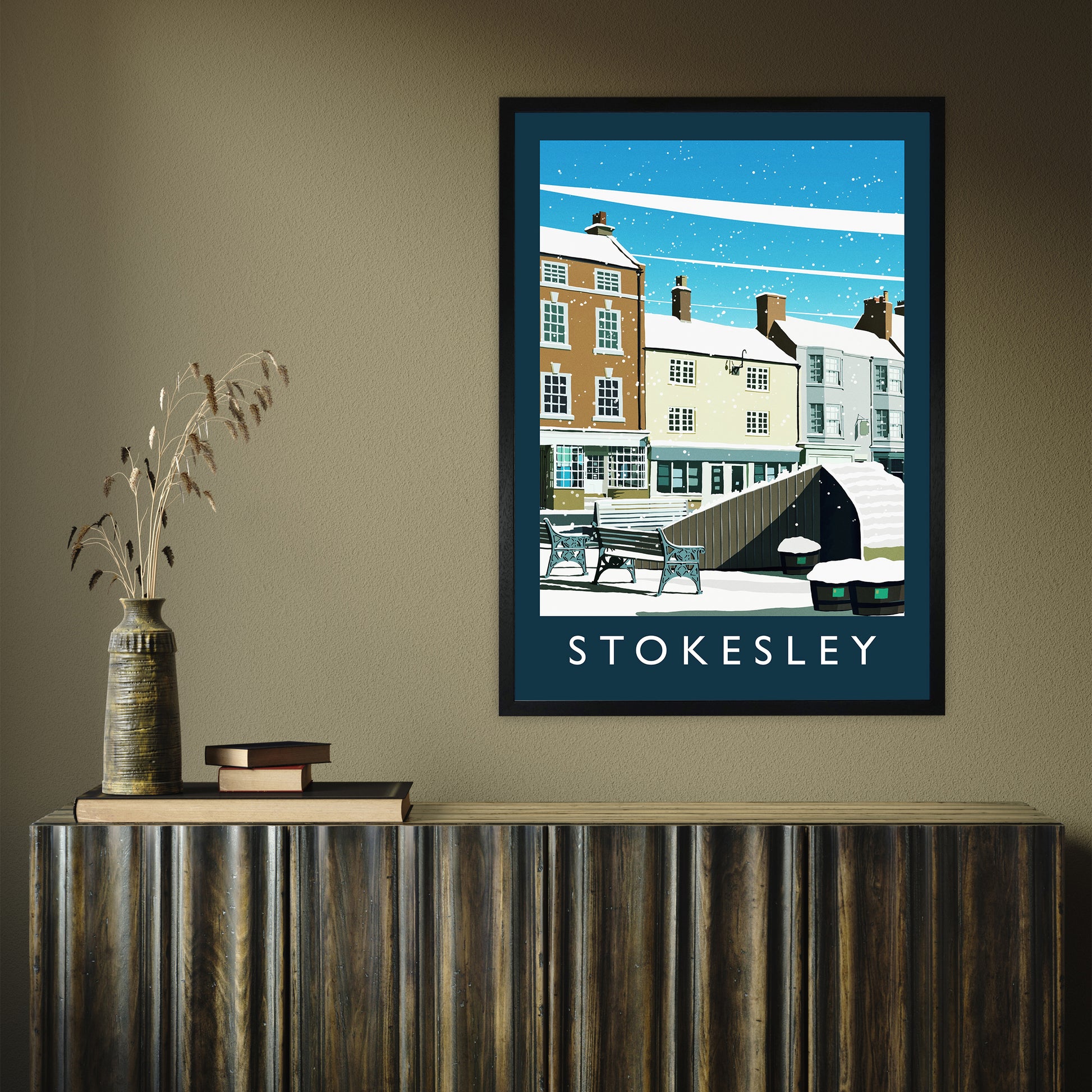 Stokesley (Snow) portrait by Richard O'Neill A1 Black Frame