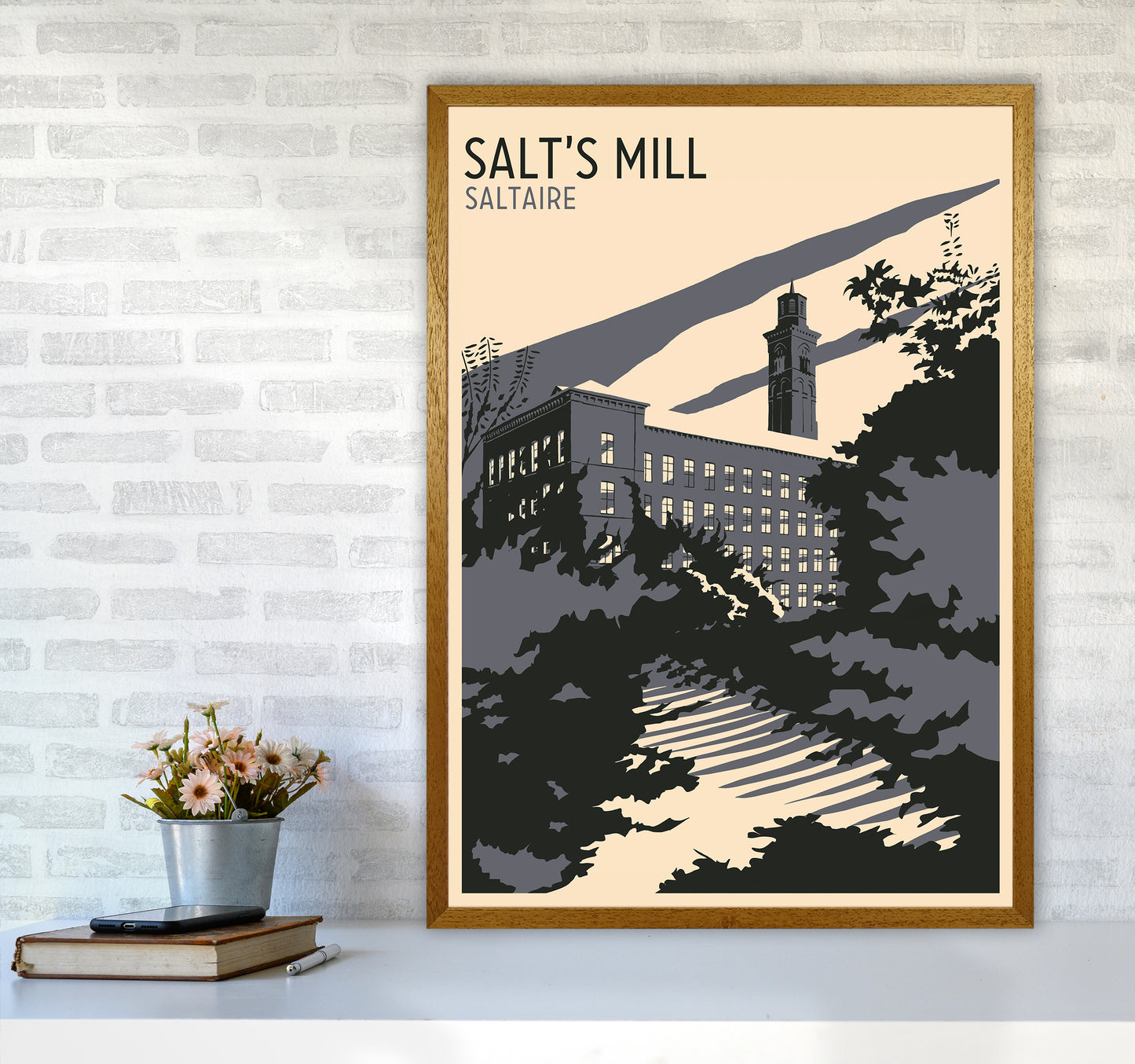 Salt's Mill, Saltaire Travel Art Print by Richard O'Neill A1 Print Only