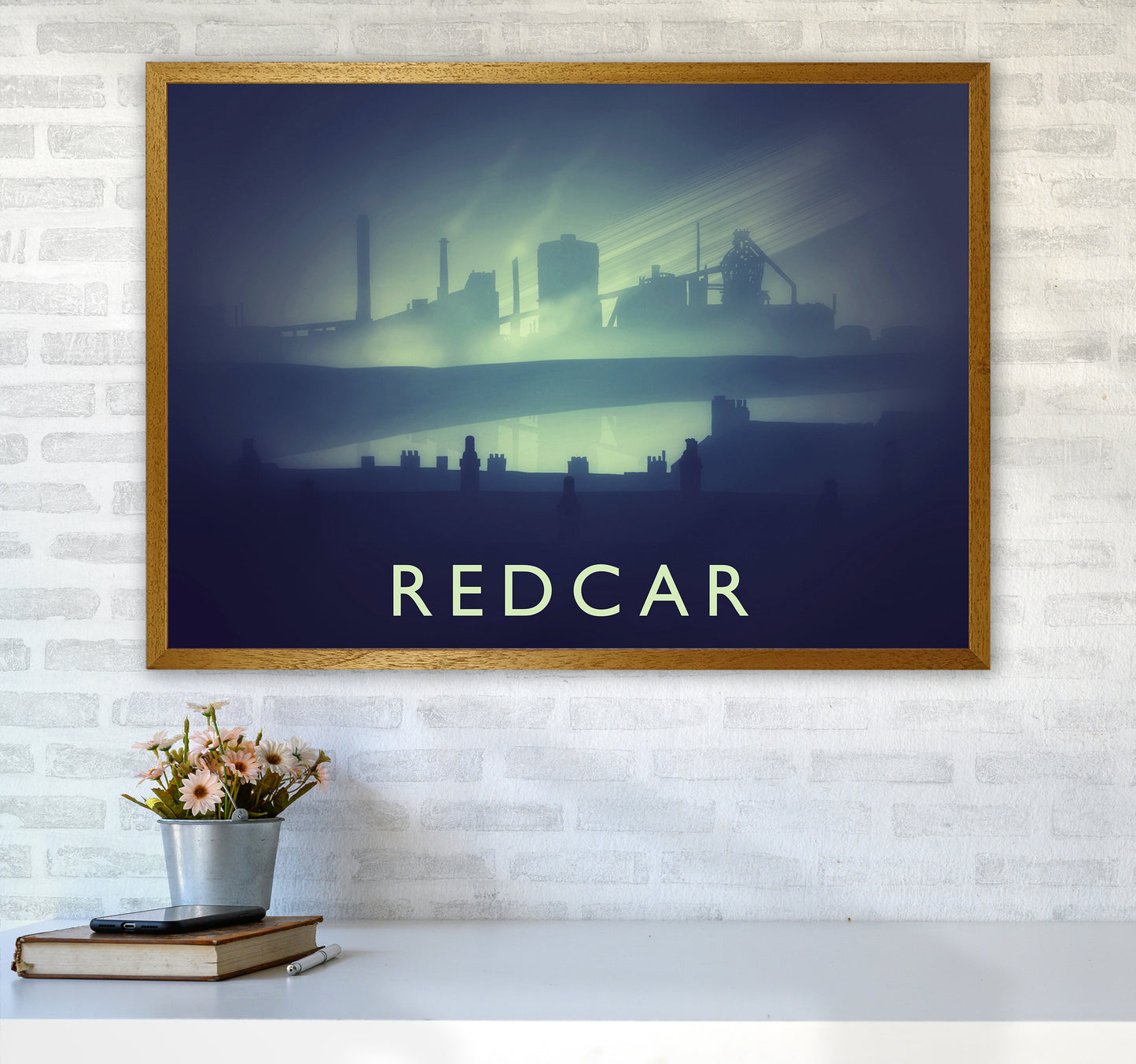 Redcar (night) Travel Art Print by Richard O'Neill A1 Print Only