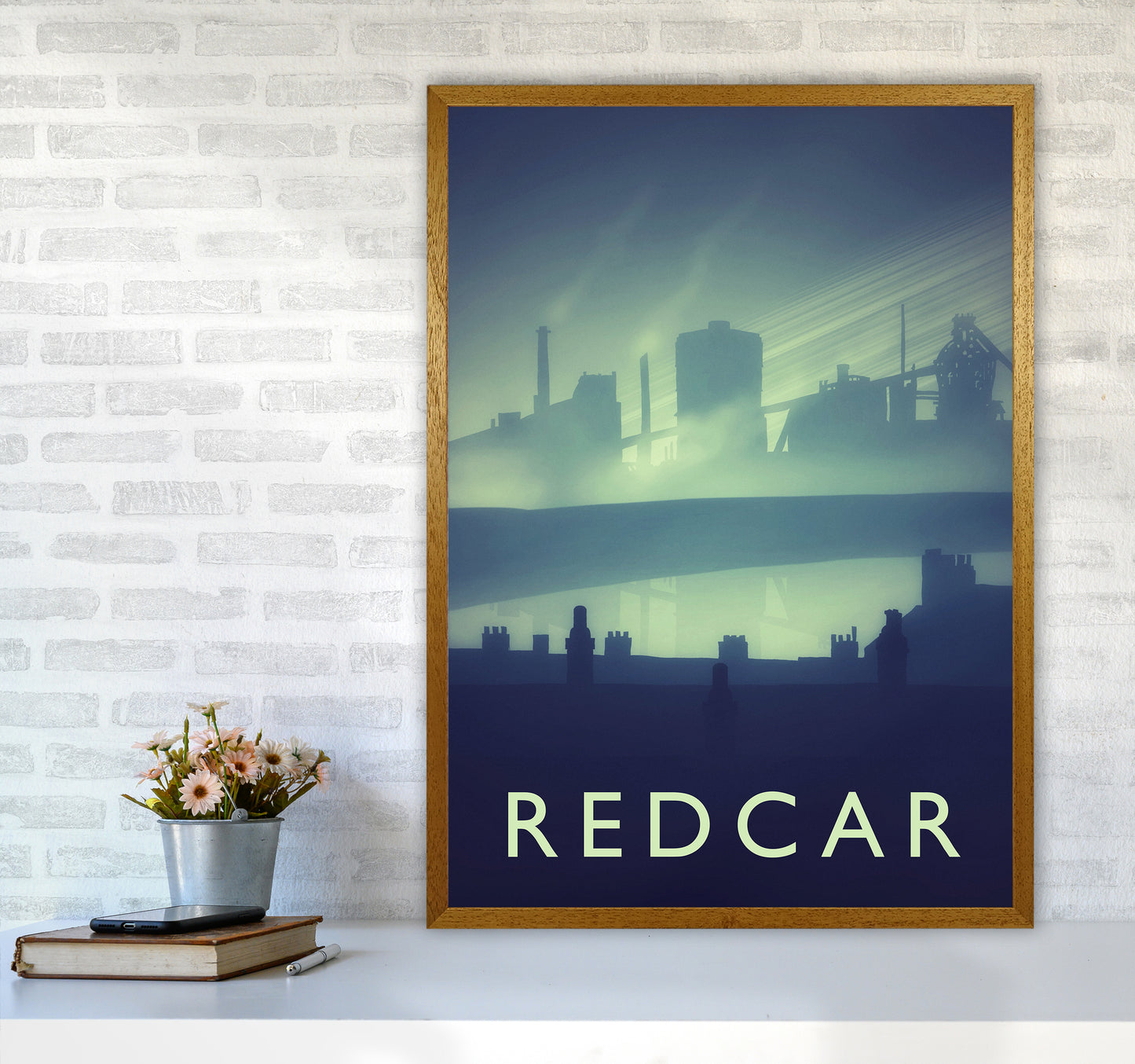 Redcar (night) portrait Travel Art Print by Richard O'Neill A1 Print Only