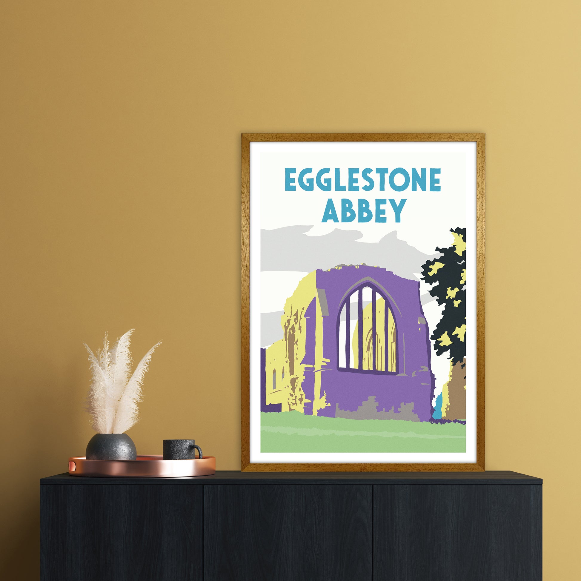 Egglestone Abbey Portrait Travel Art Print by Richard O'Neill A1 Print Only