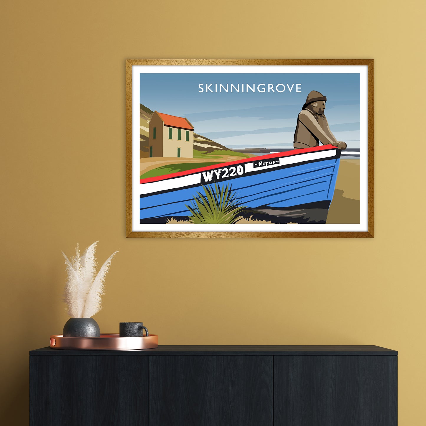 Skinningrove Travel Art Print by Richard O'Neill A1 Print Only