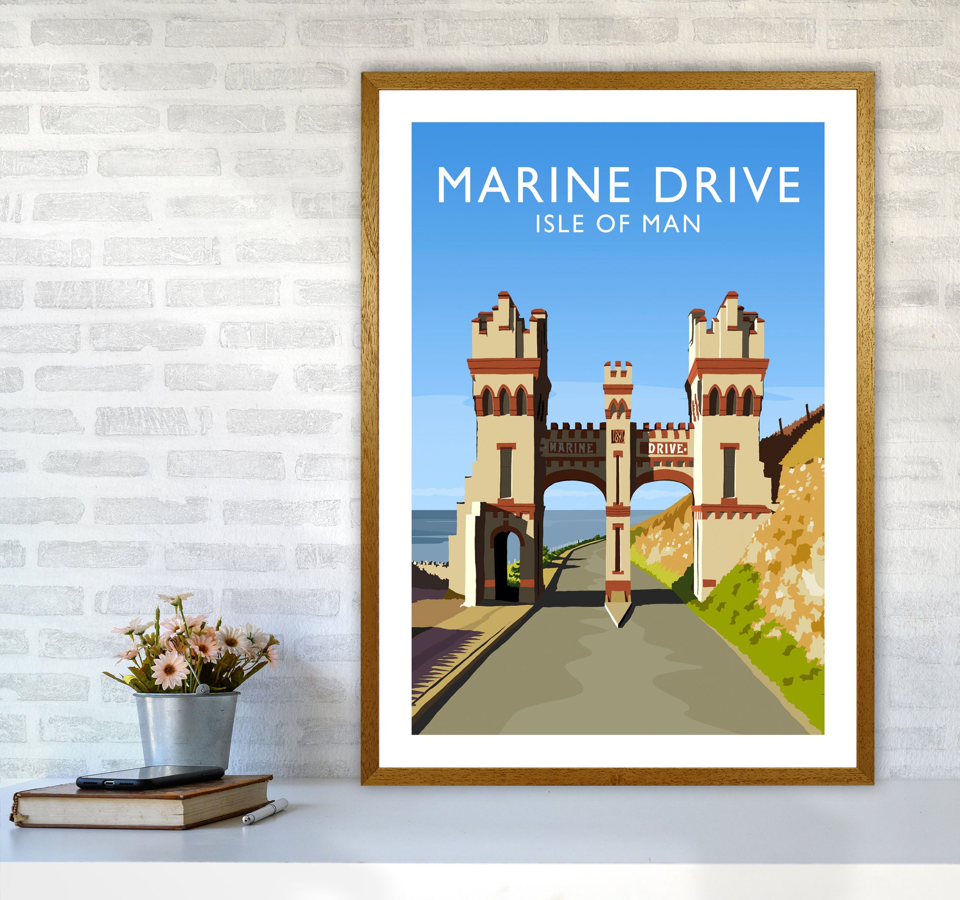 Marine Drive portrait Travel Art Print by Richard O'Neill A1 Print Only