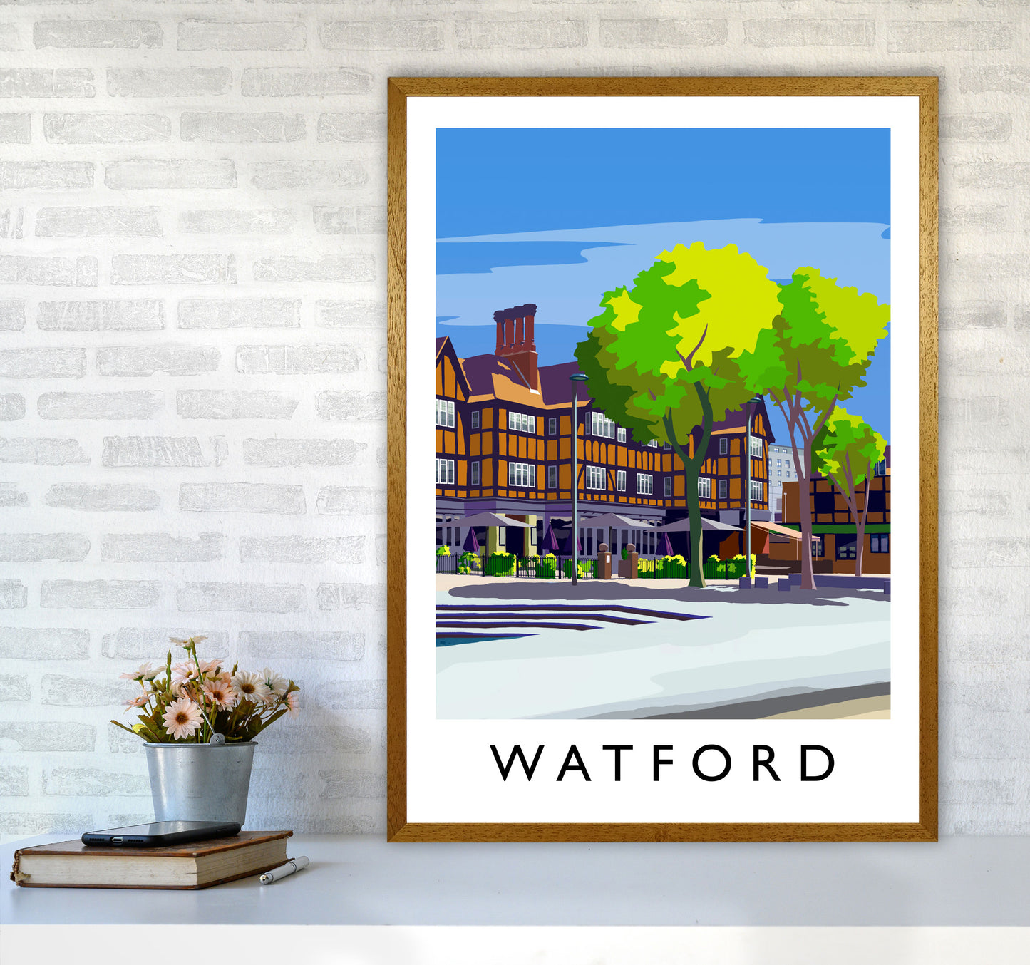 Watford 2 portrait Travel Art Print by Richard O'Neill A1 Print Only