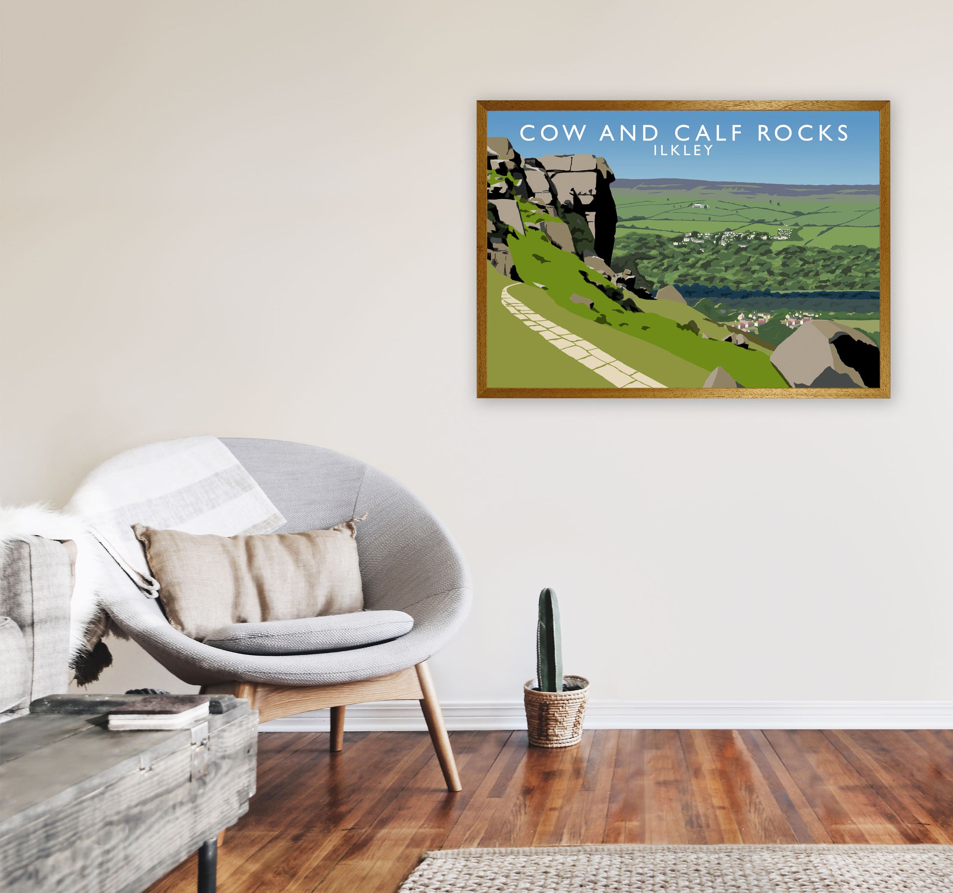 Cow and Calf Rocks Ilkley Framed Digital Art Print by Richard O'Neill A1 Print Only