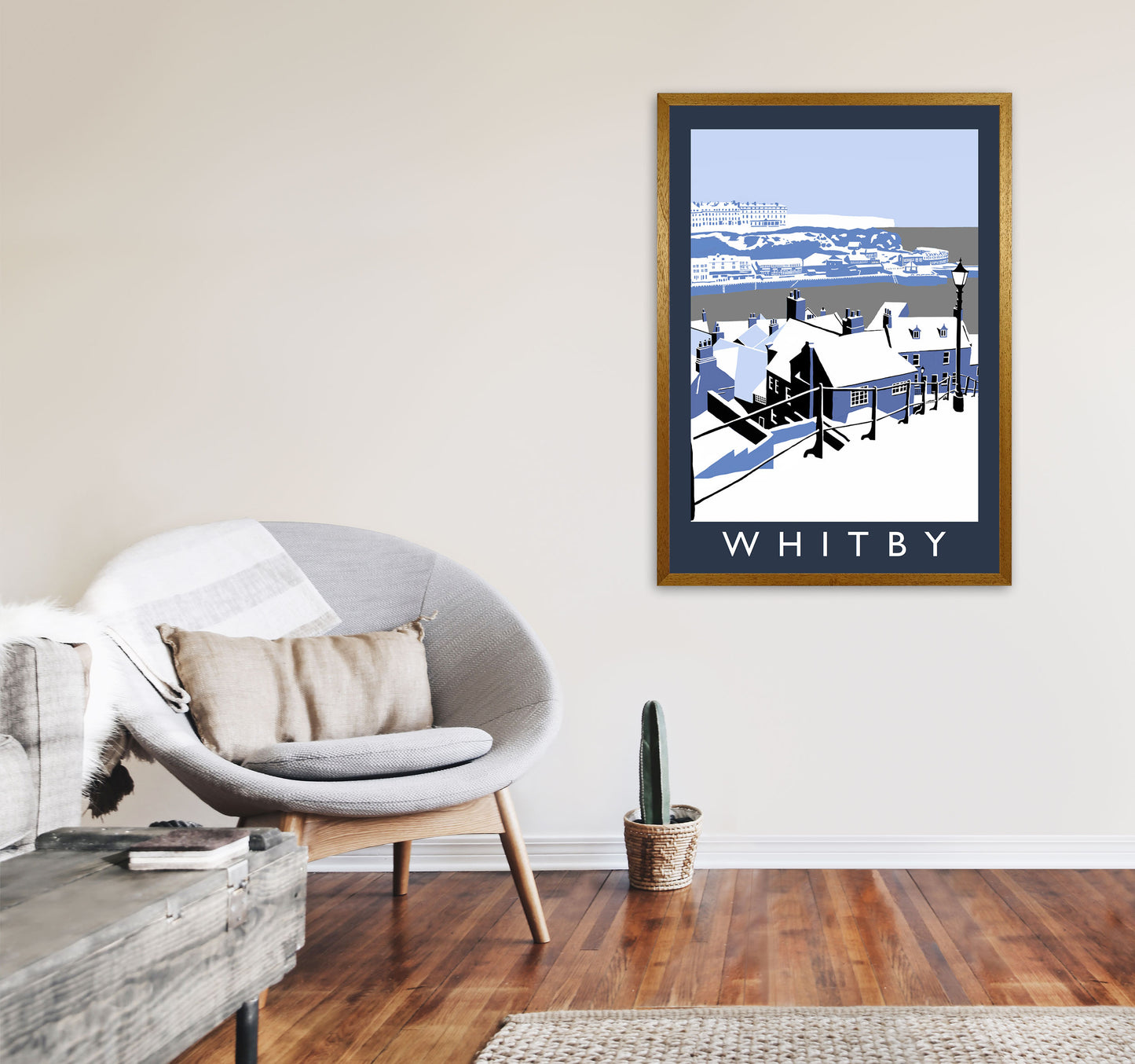 Whitby In Snow Framed Digital Art Print by Richard O'Neill A1 Print Only