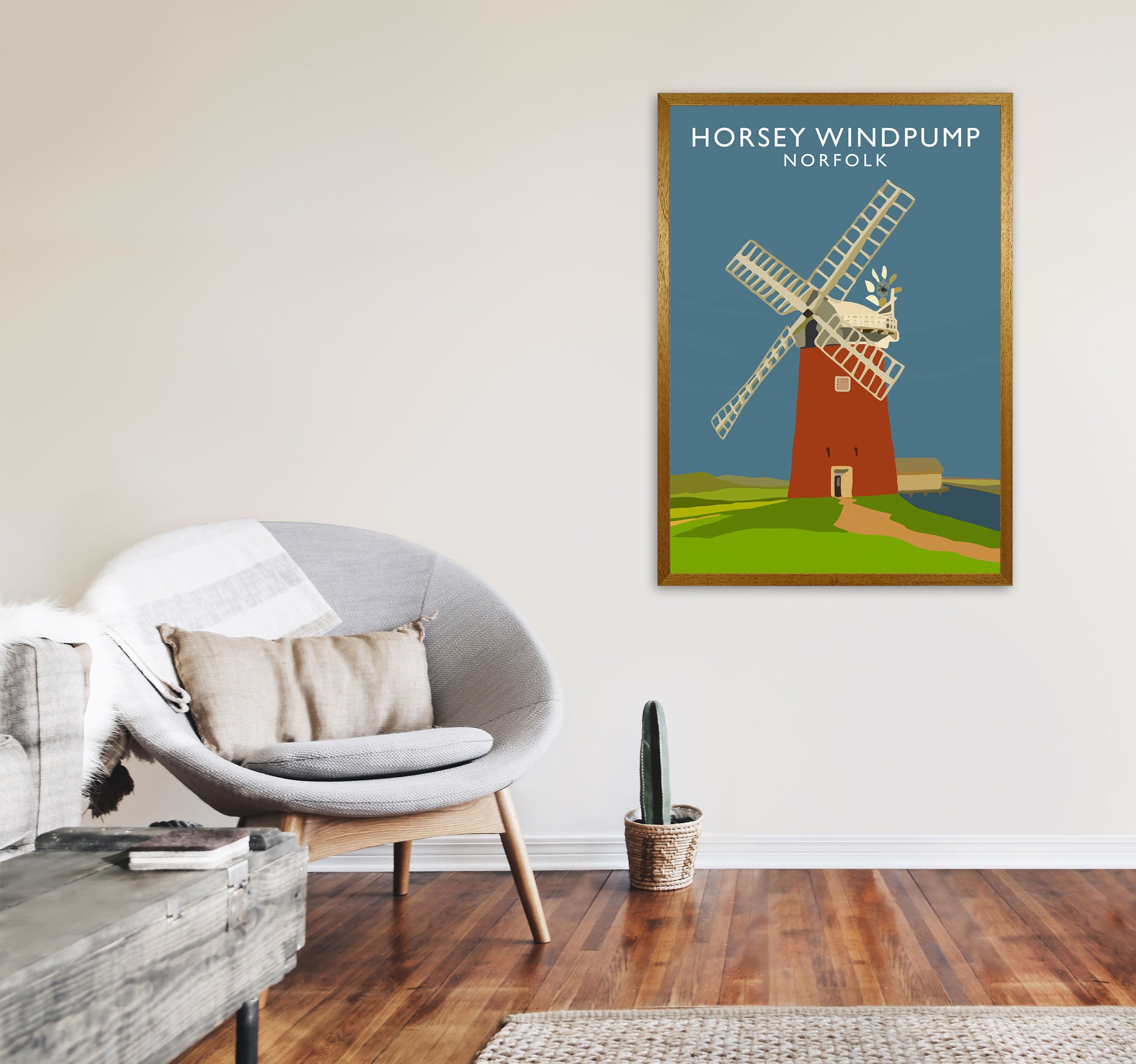 Horsey Windpump Norfolk Art Print by Richard O'Neill A1 Print Only