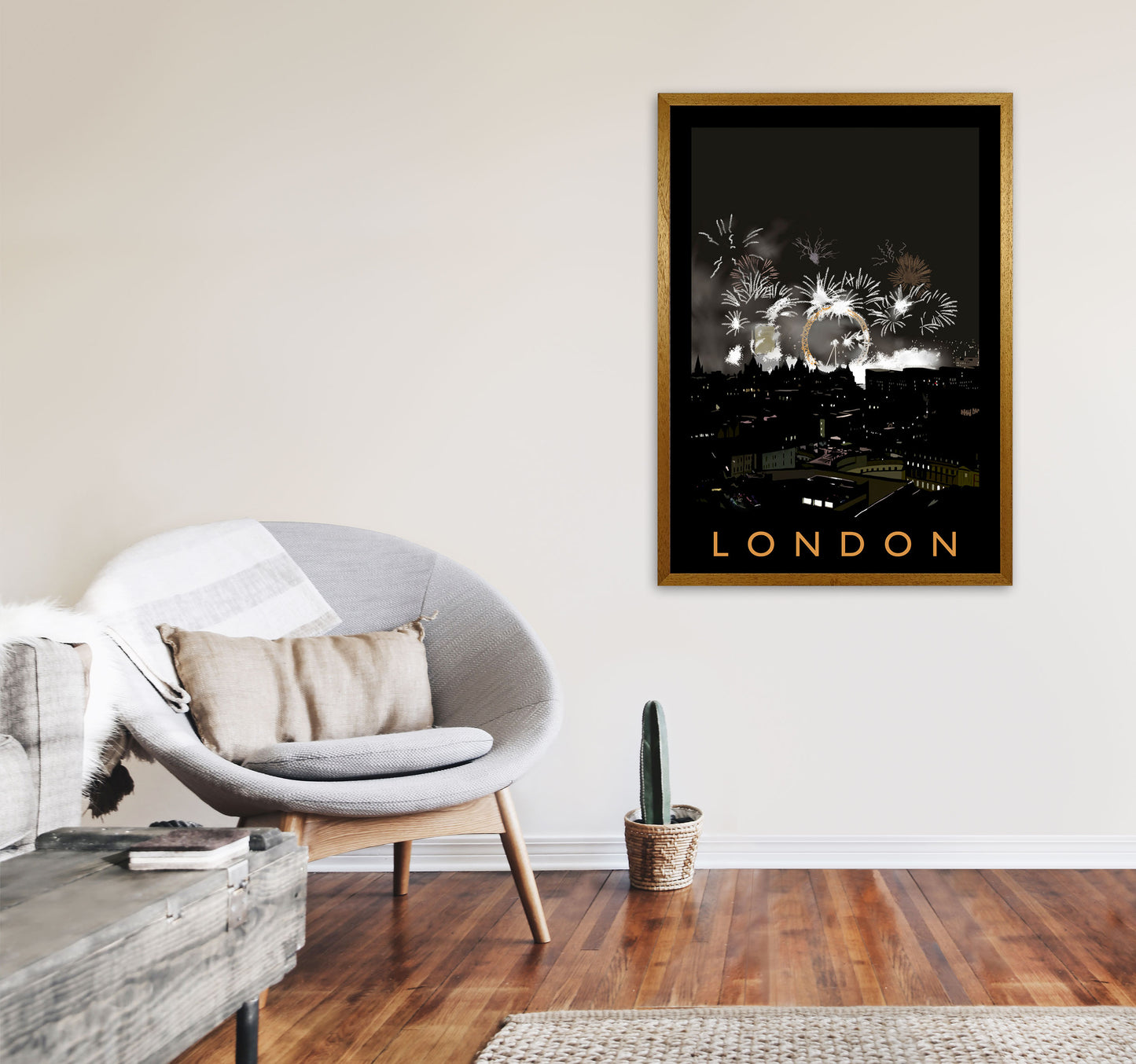 London Fireworks Art Print by Richard O'Neill A1 Print Only