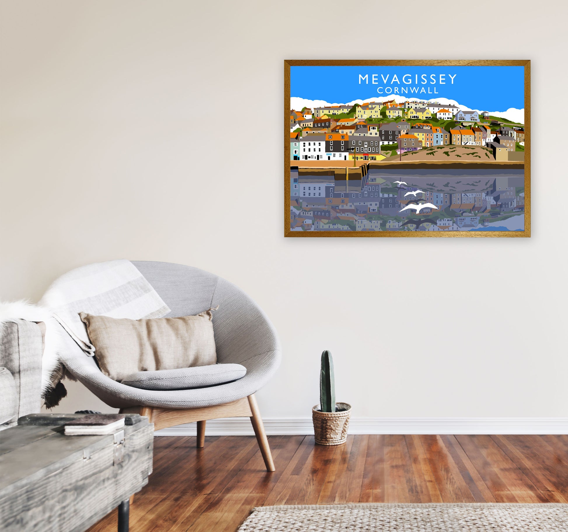 Mevagissey Cornwall Framed Digital Art Print by Richard O'Neill A1 Print Only