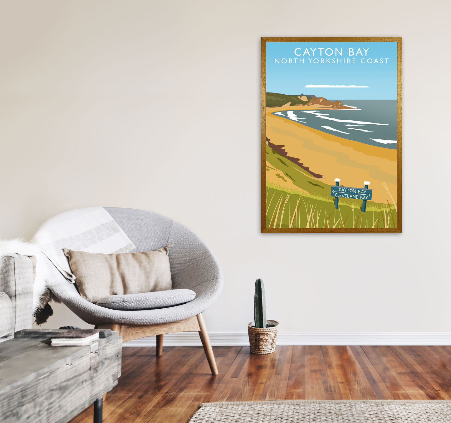 Cayton Bay North Yorkshire Coast Portrait Framed Digital Art Print by Richard O'Neill A1 Print Only