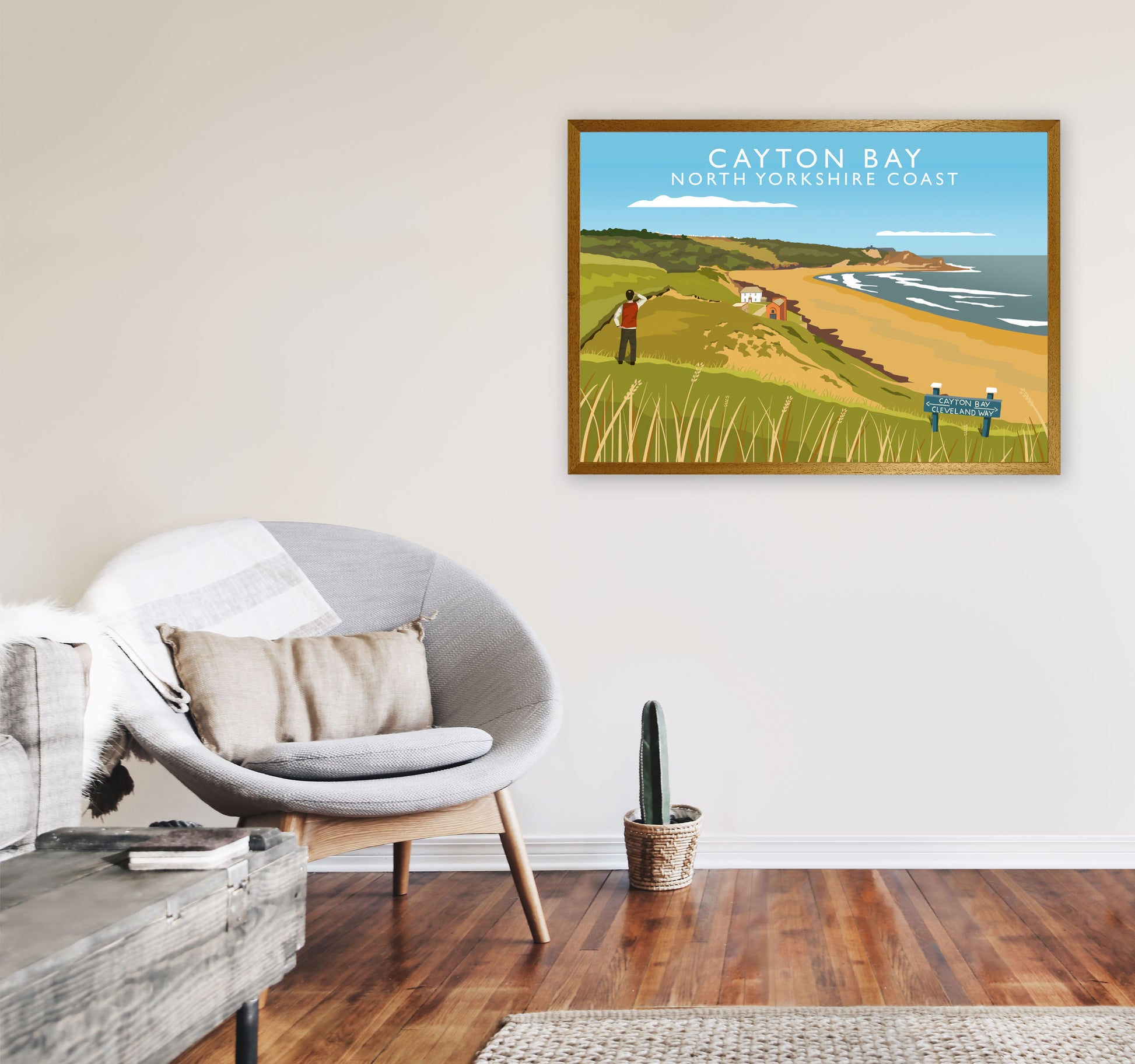 Cayton Bay North Yorkshire Coast Framed Digital Art Print by Richard O'Neill A1 Print Only