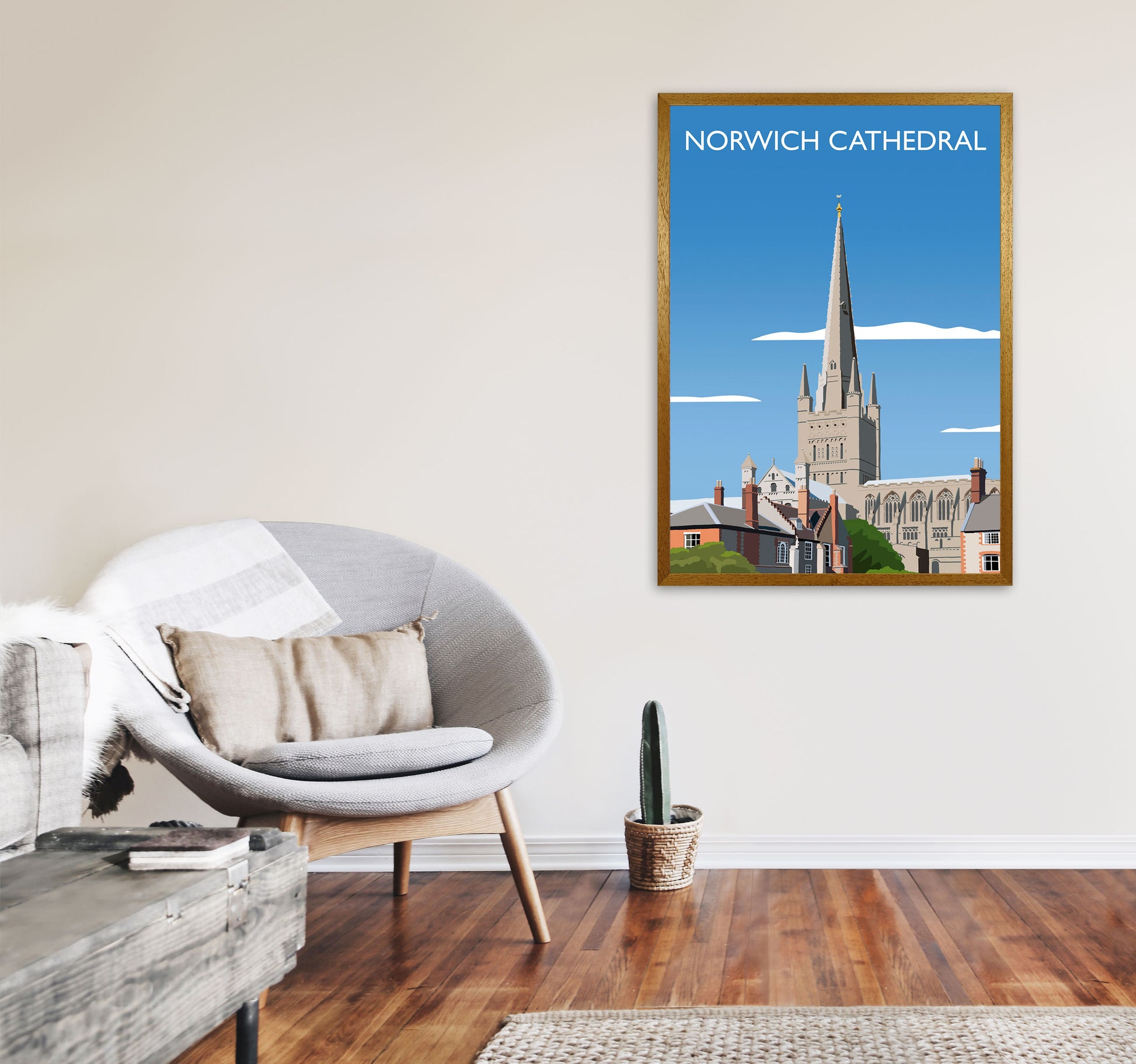 Norwich Cathedral Portrait  Art Print by Richard O'Neill A1 Print Only